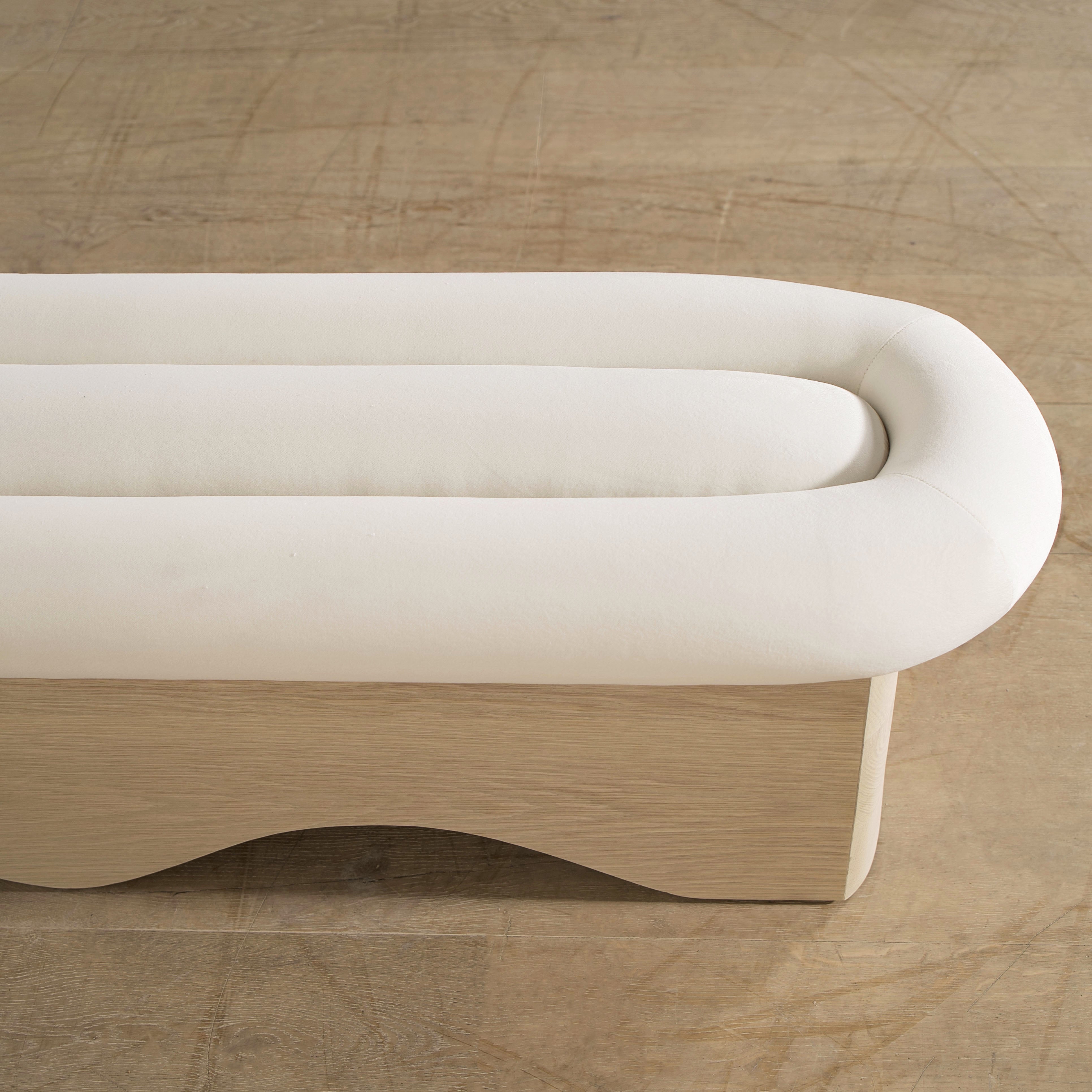 As Shown: in Sky Creme, oak finished in Mint White Natural.