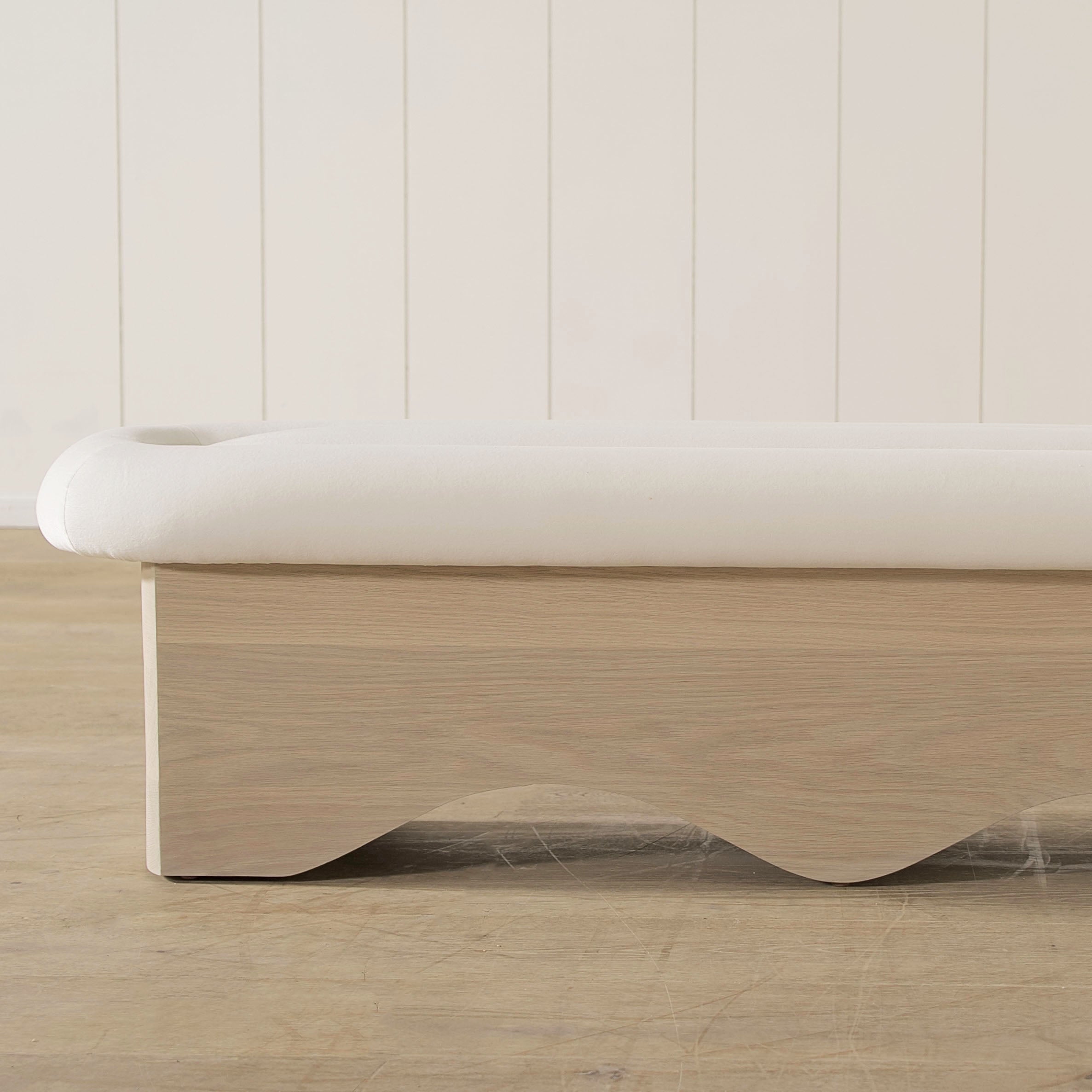 As Shown: in Sky Creme, oak finished in Mint White Natural.