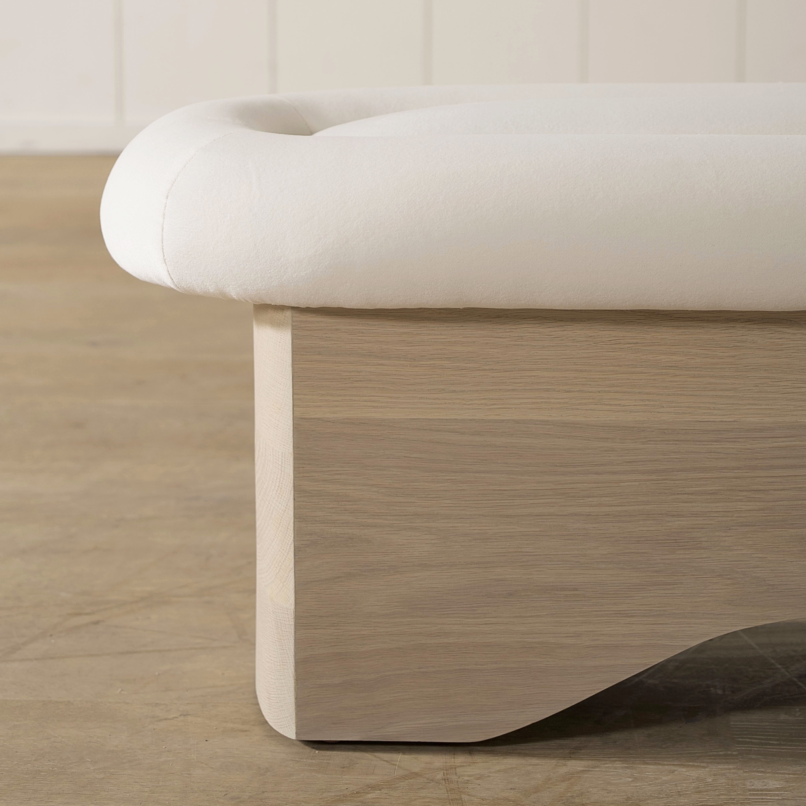 As Shown: in Sky Creme, oak finished in Mint White Natural.