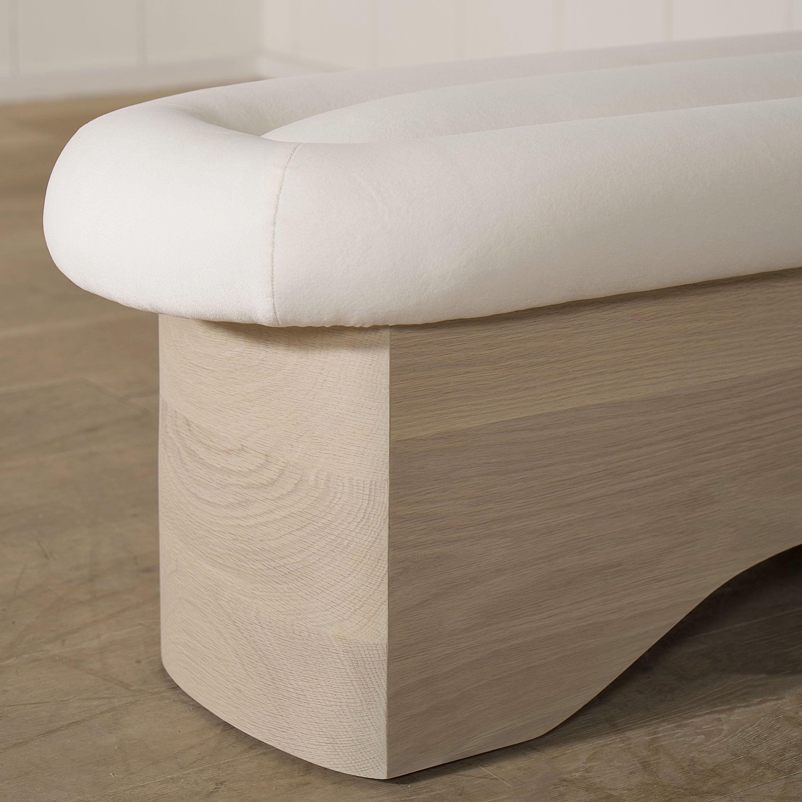 As Shown: in Sky Creme, oak finished in Mint White Natural.