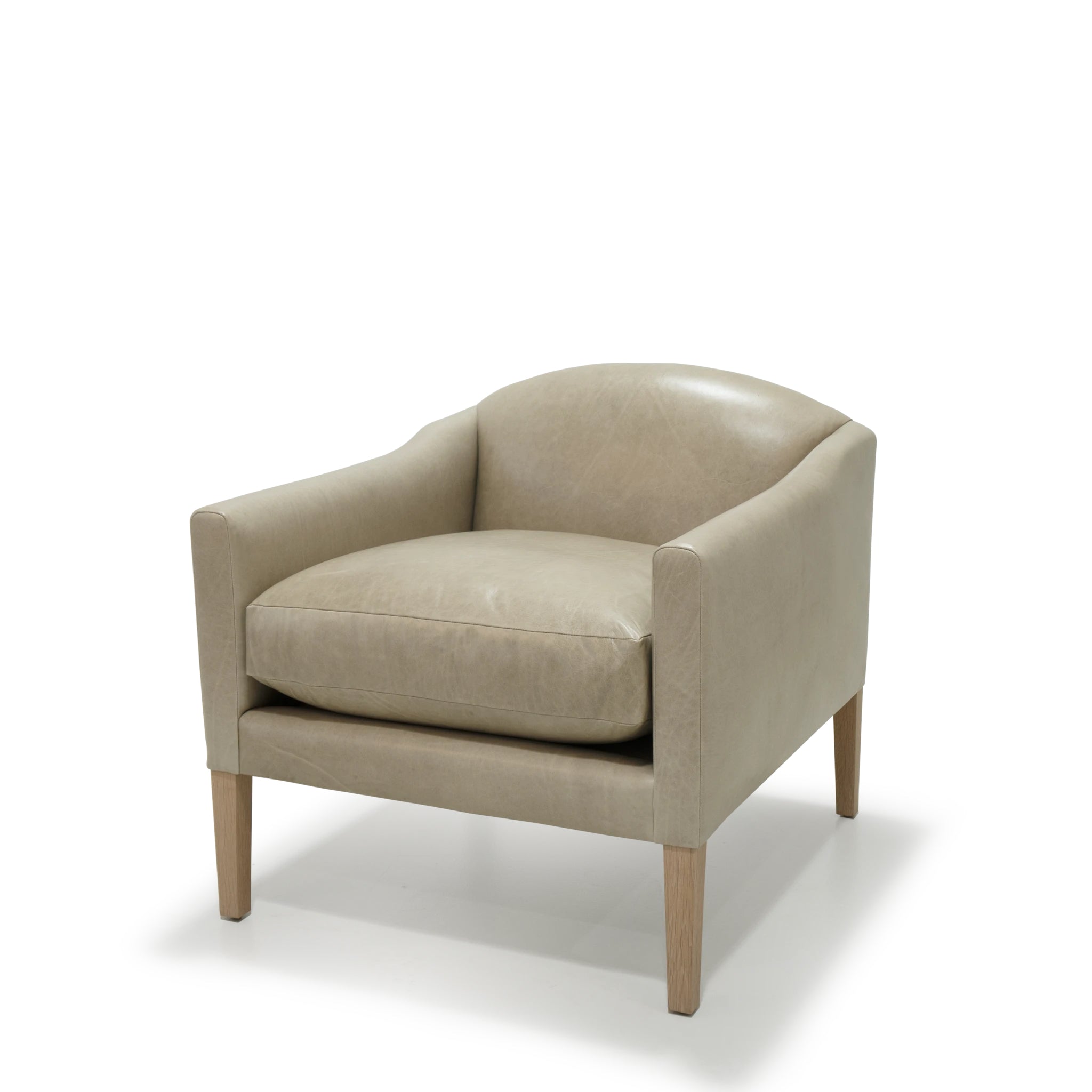 As Shown: in Mont Blanc Smoke leather. Oak finished in Mint White Natural