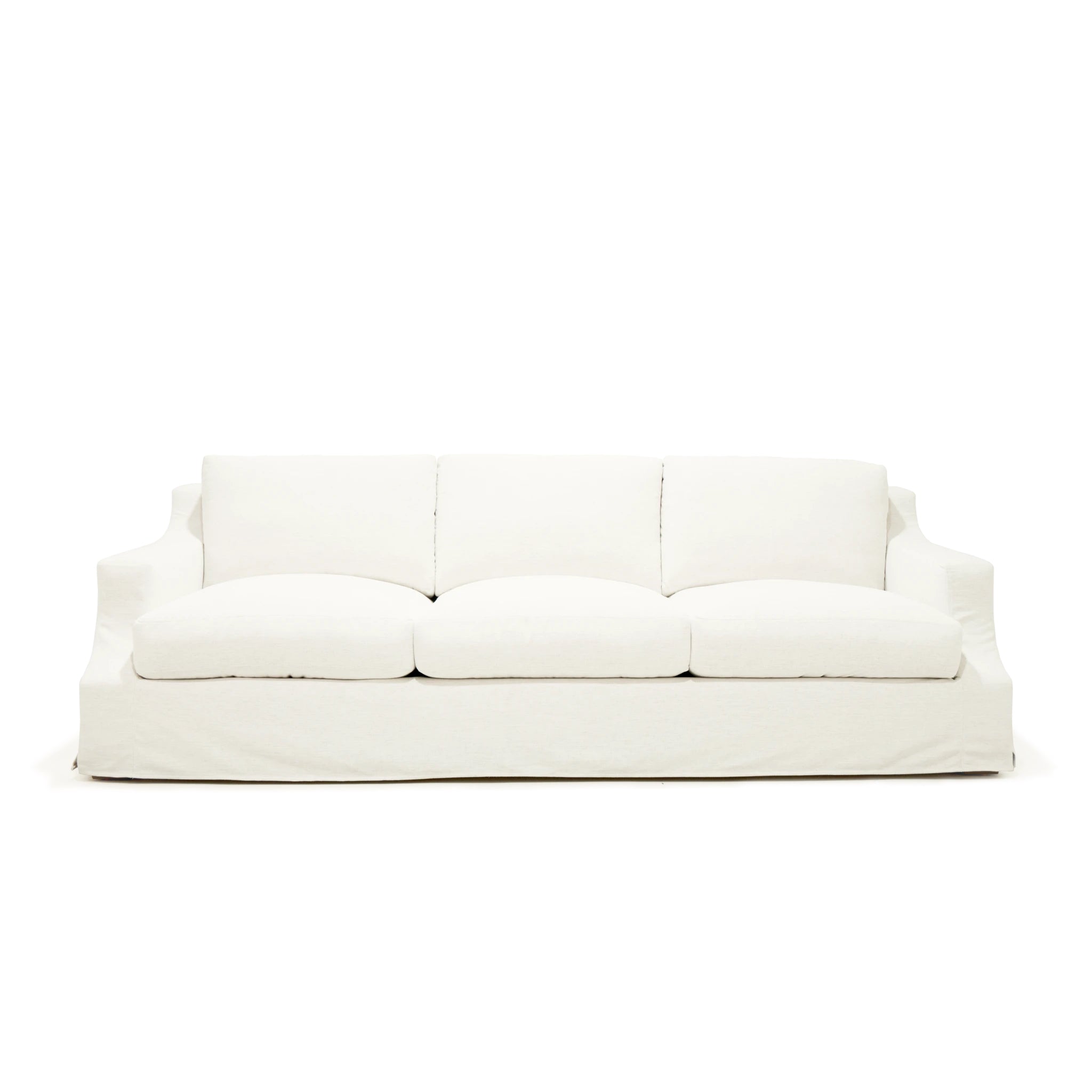 As Shown: in slipcovered Nomad Snow. And slipcovered Sheepskin Charcoal.