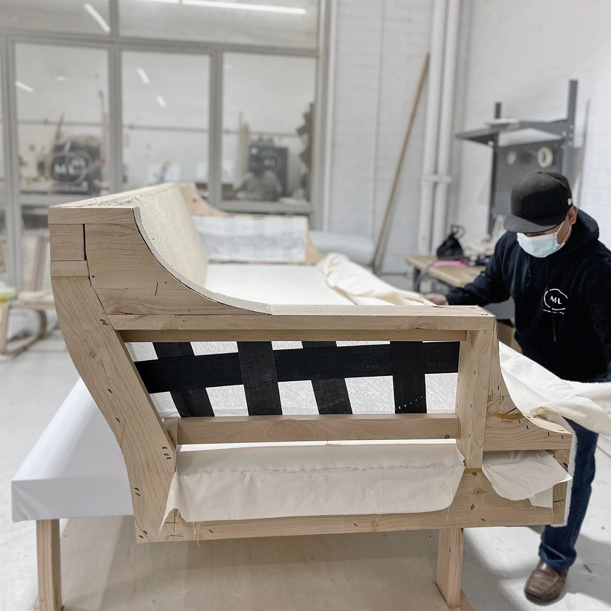 As Shown: in slipcovered Nomad Snow. And slipcovered Sheepskin Charcoal.