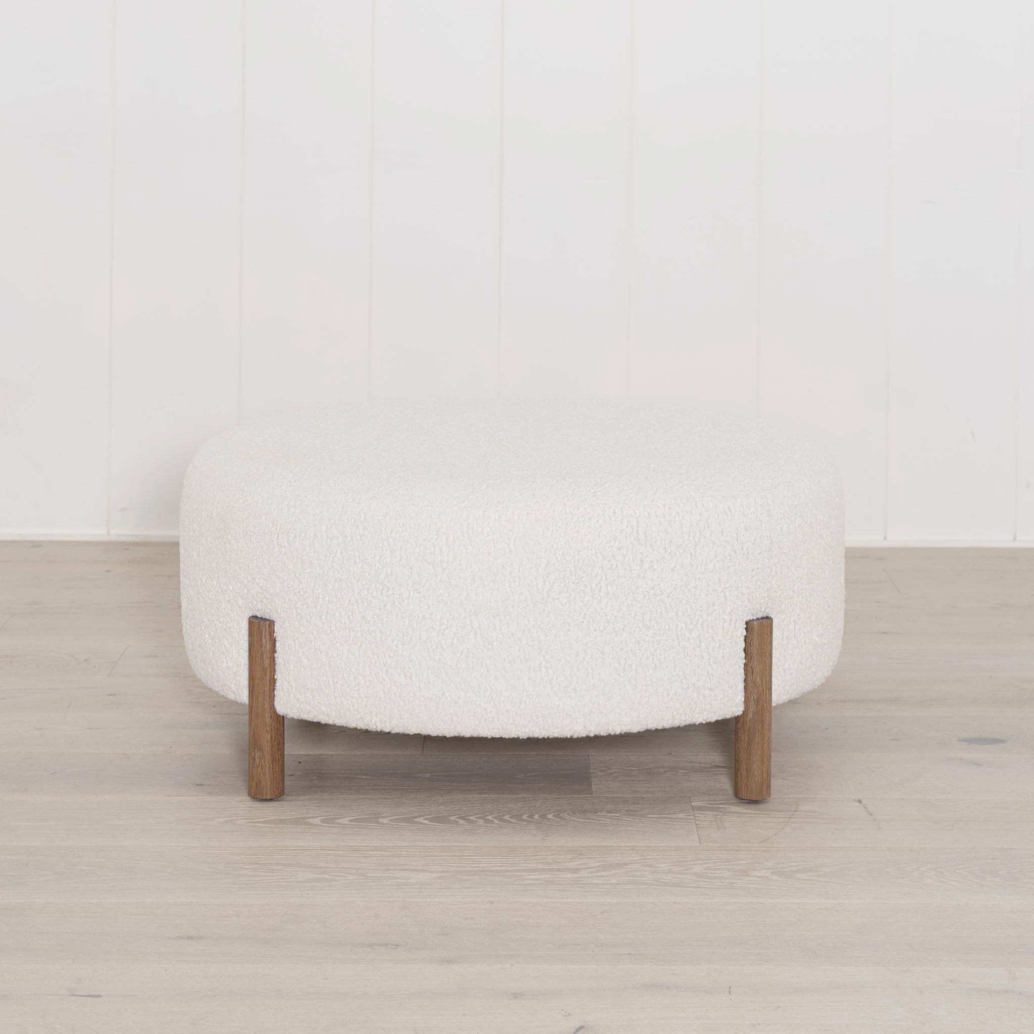 As Shown: in Ivory Shearling, oak finished in Mint White Super White