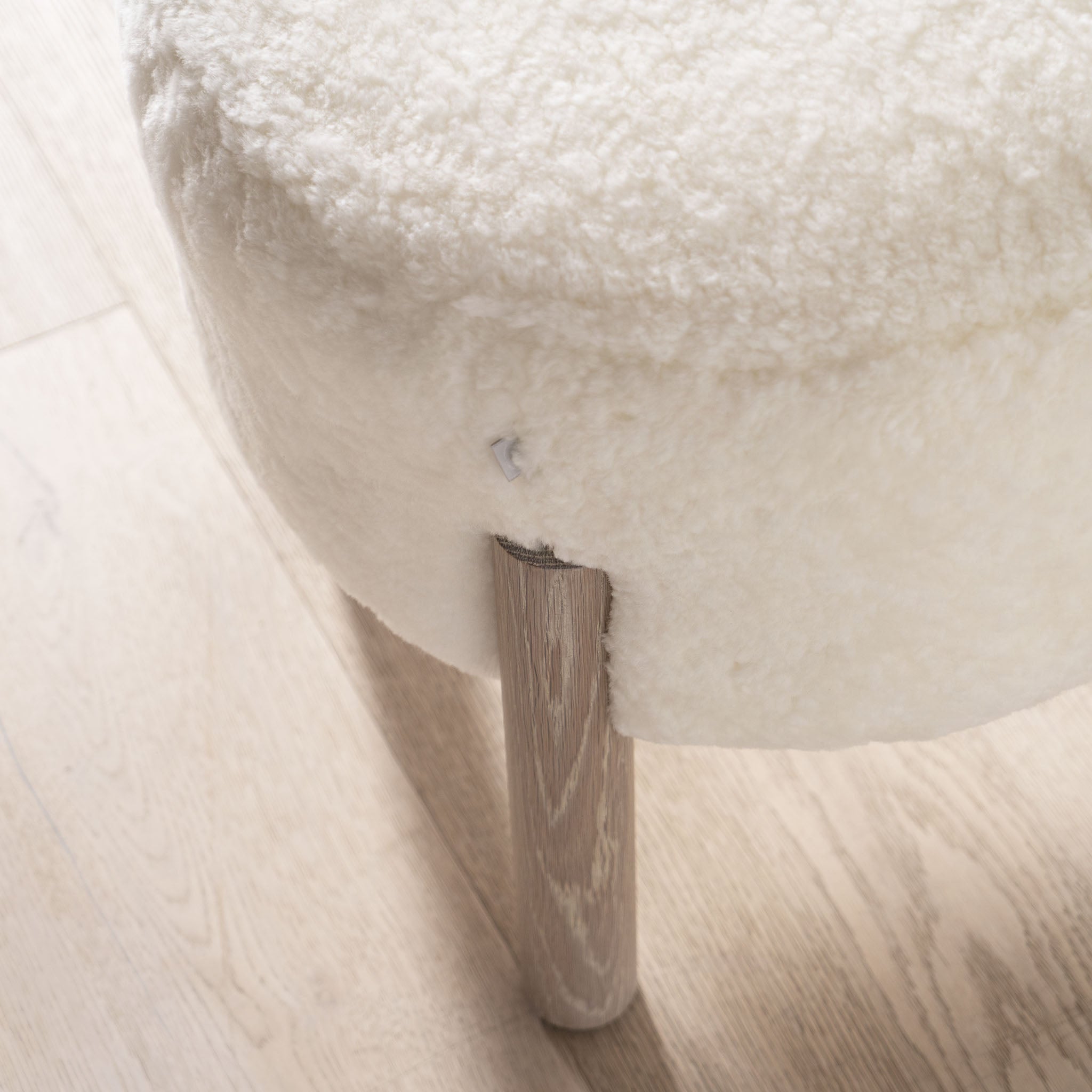 As Shown: in Ivory Shearling, oak finished in Mint White Super White