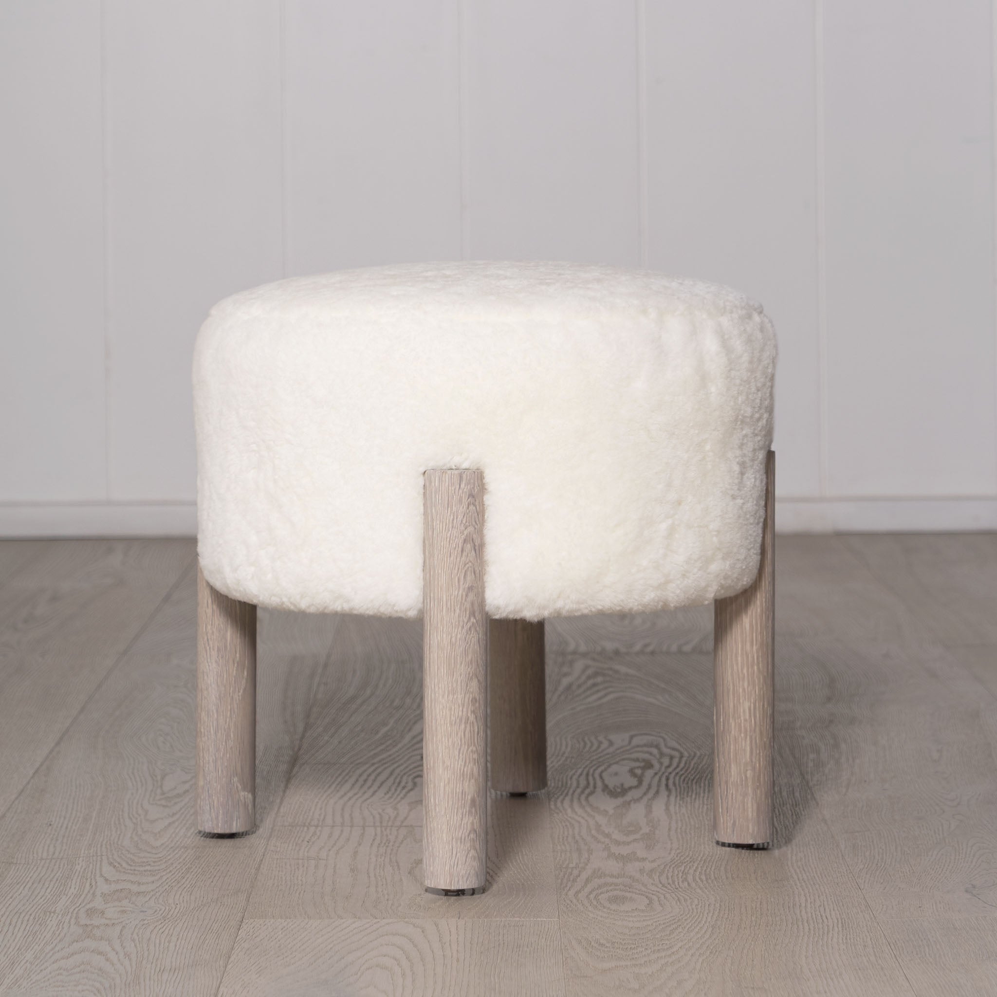 As Shown: in Ivory Shearling, oak finished in Mint White Super White