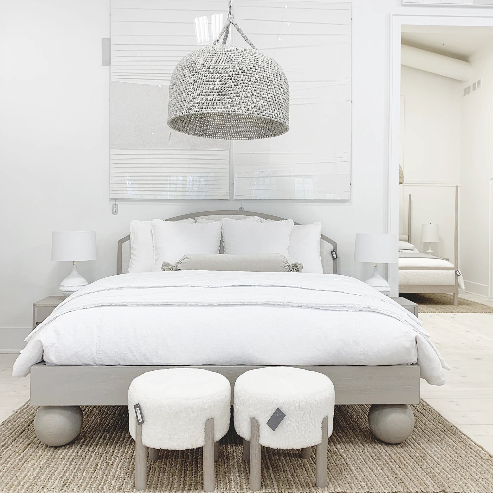 As Shown: in Ivory Shearling, oak finished in Mint White Super White