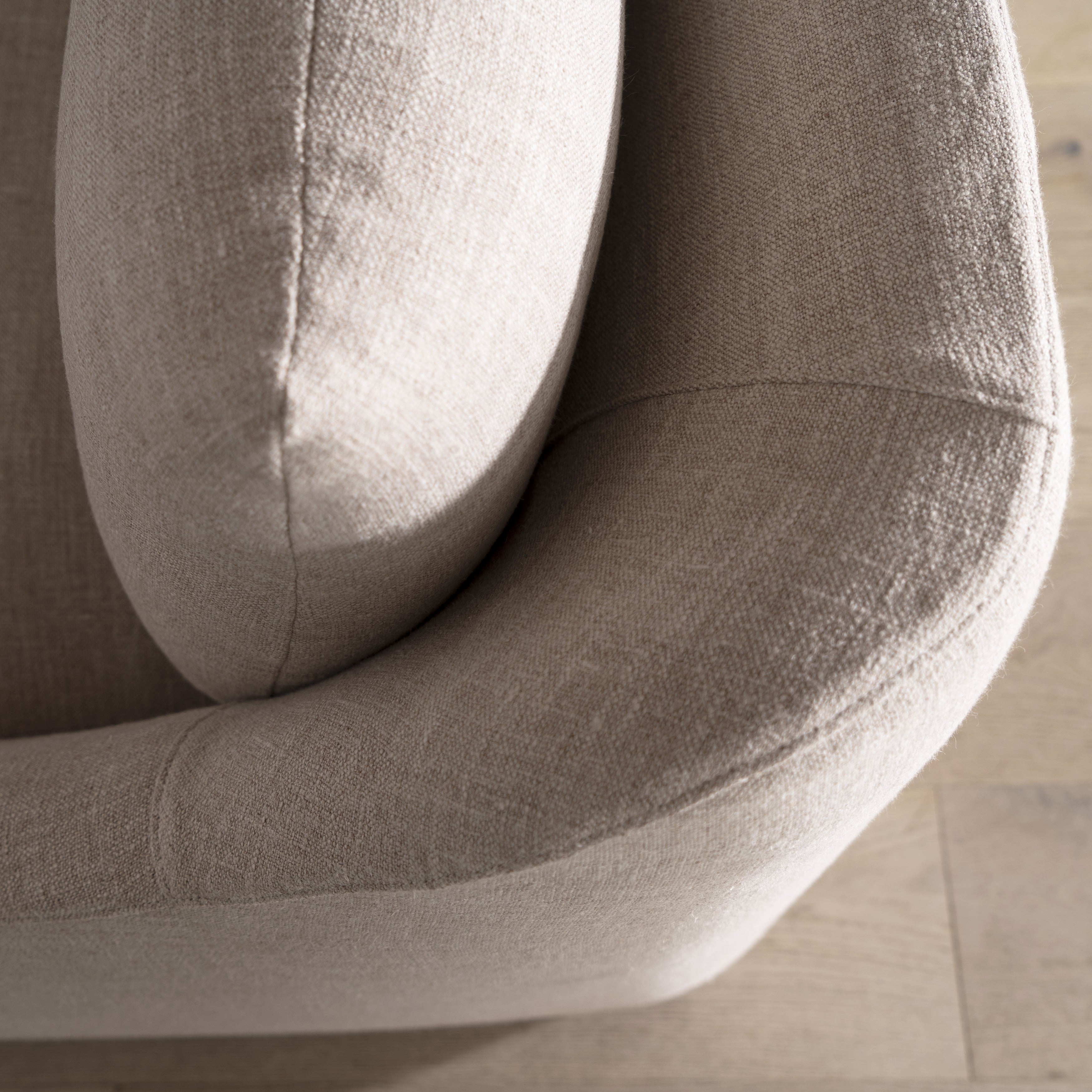 As Shown: in Belgian Rose, Oak legs finished in Nordic White Super White Double