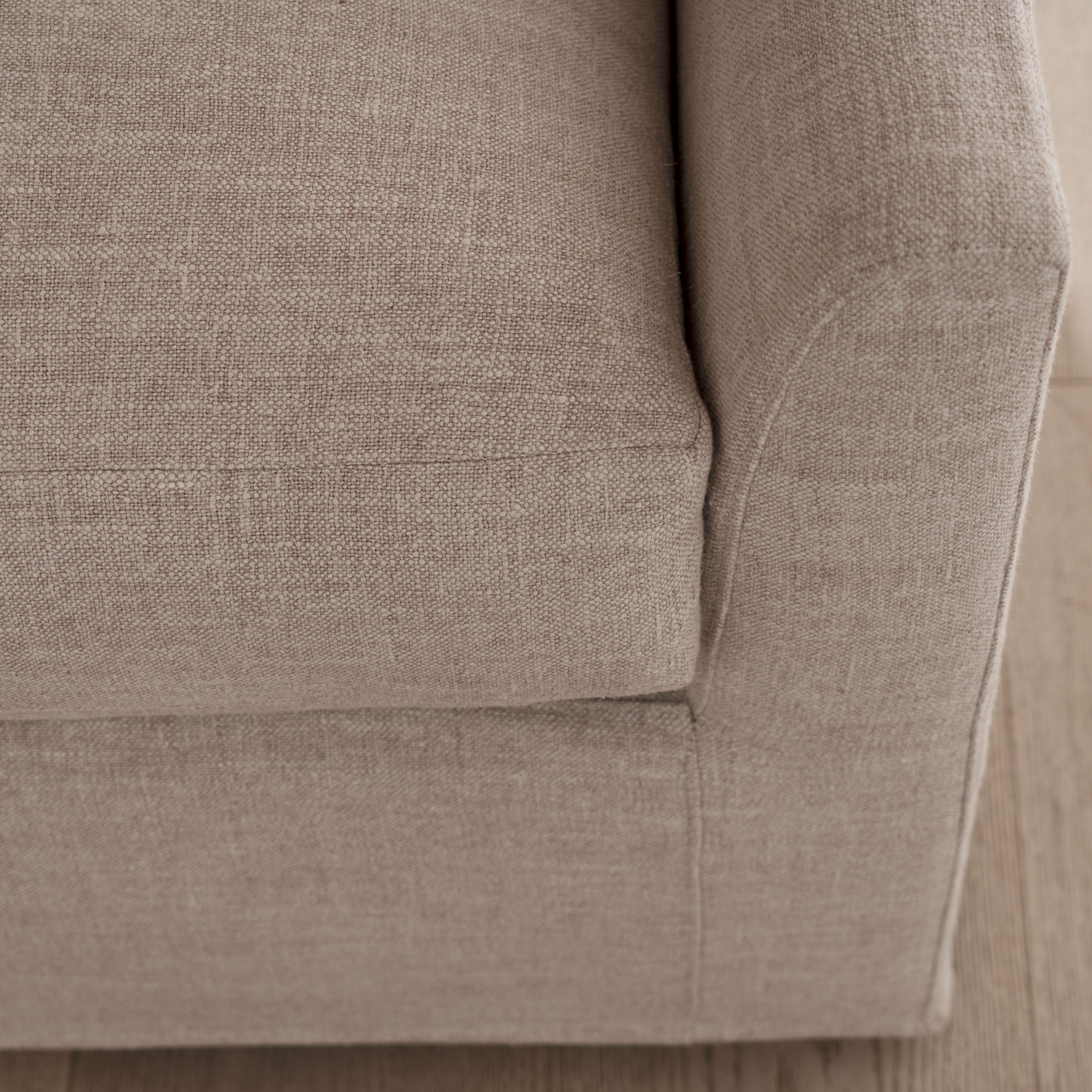 As Shown: in Belgian Rose, Oak legs finished in Nordic White Super White Double