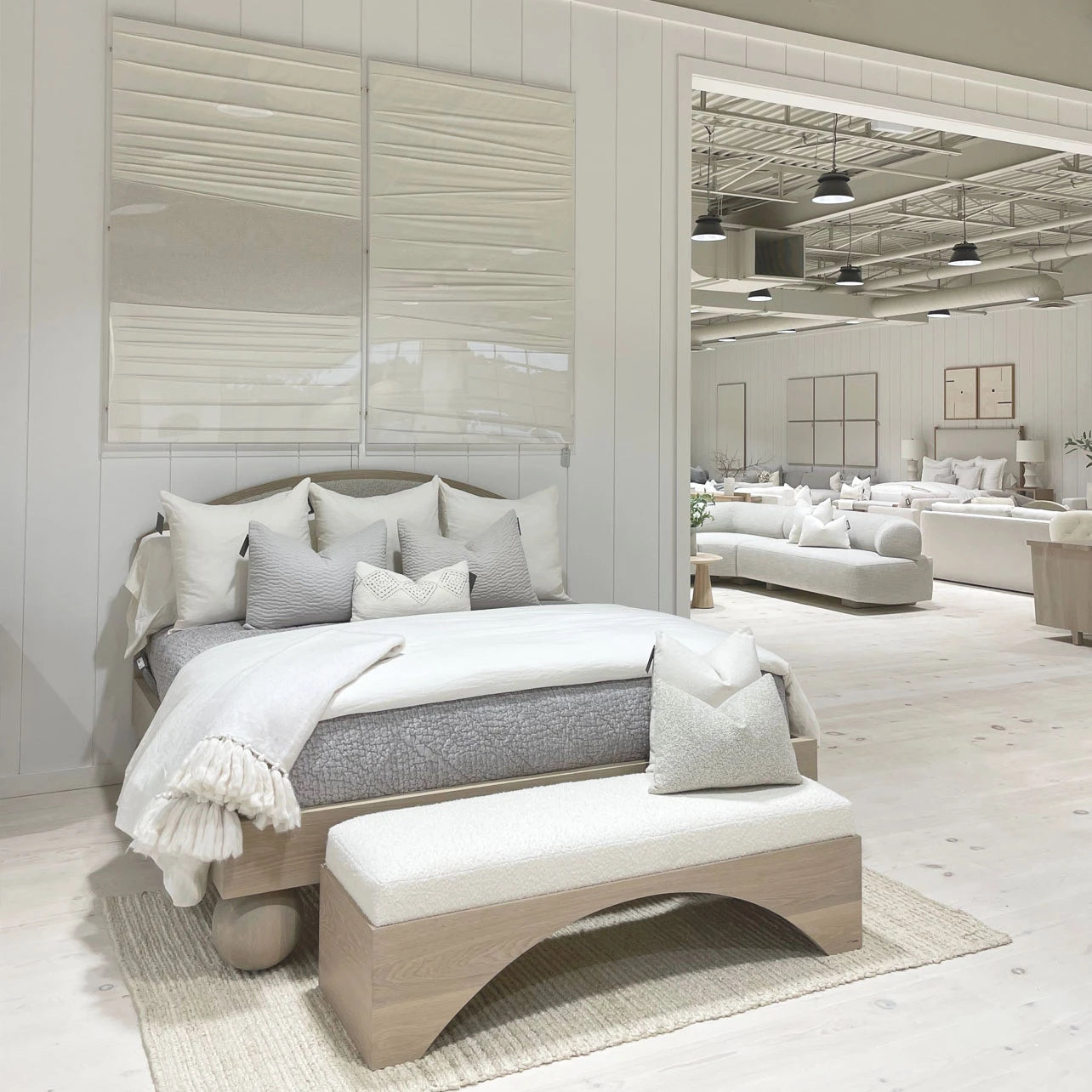 As Shown: in Bellamy Stone, oak finished in Mint White Super White.