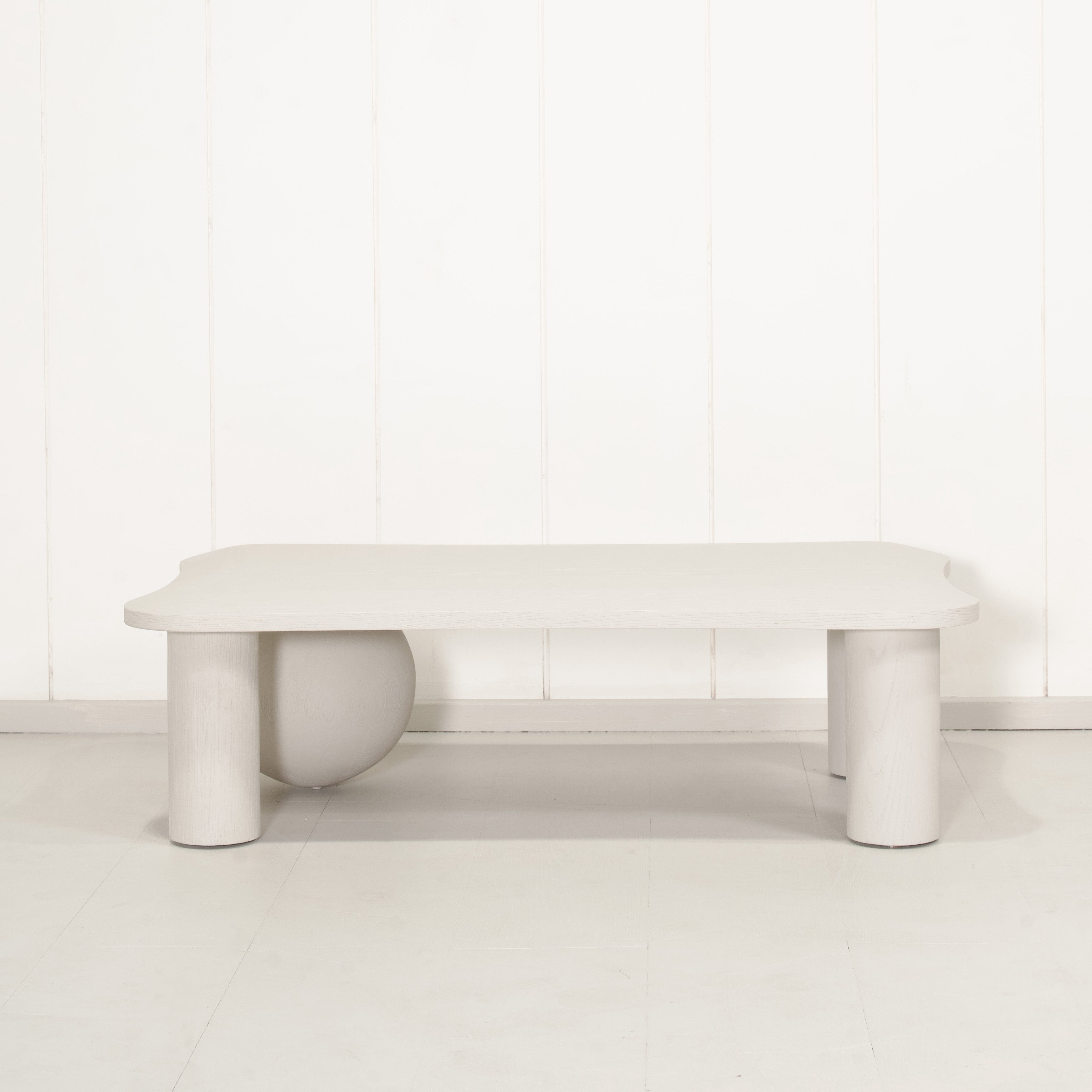 As Shown: in solid Ash wood wire brushed painted Revere Pewter