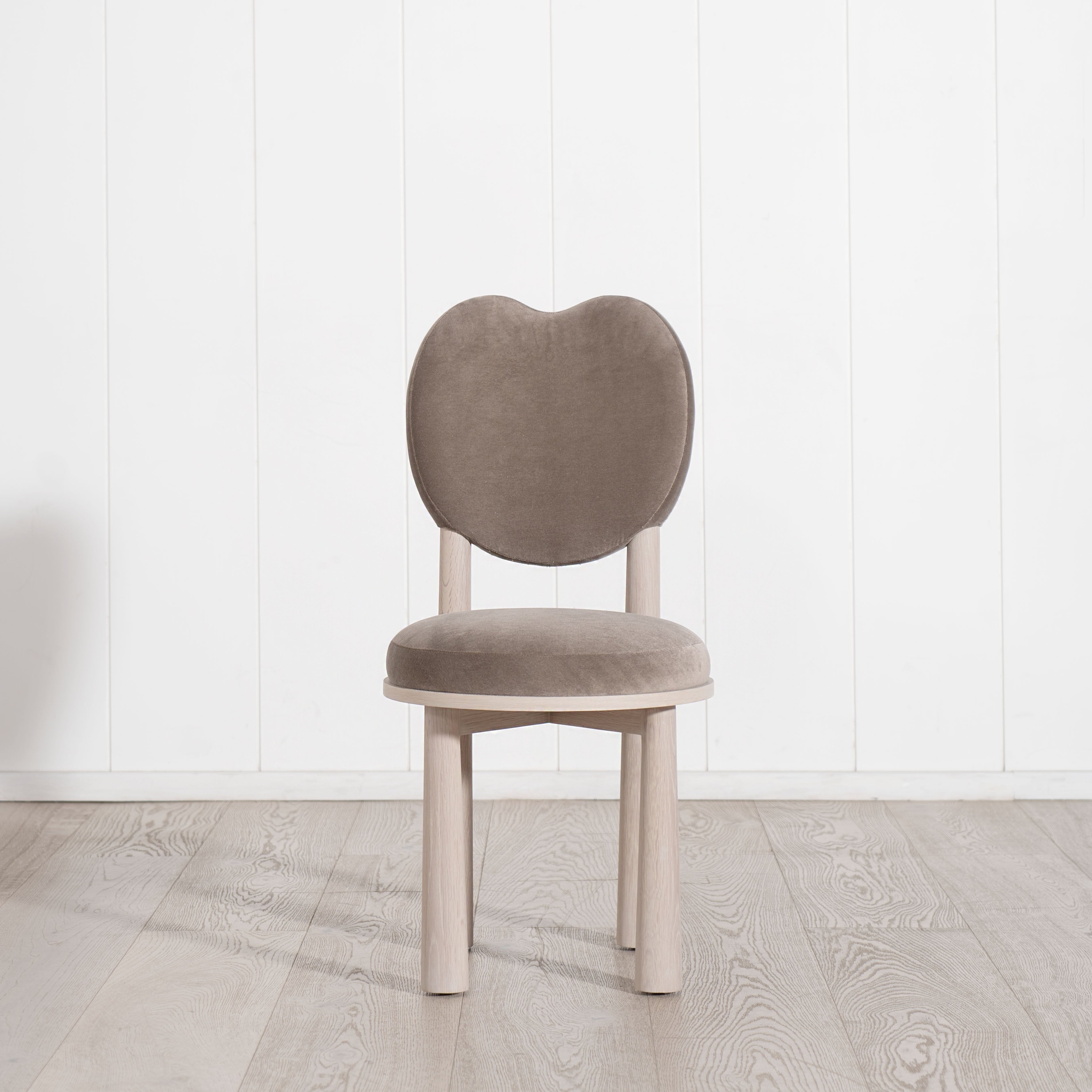 As Shown: in Sky Taupe. Oak finished in Mint White Super White.
