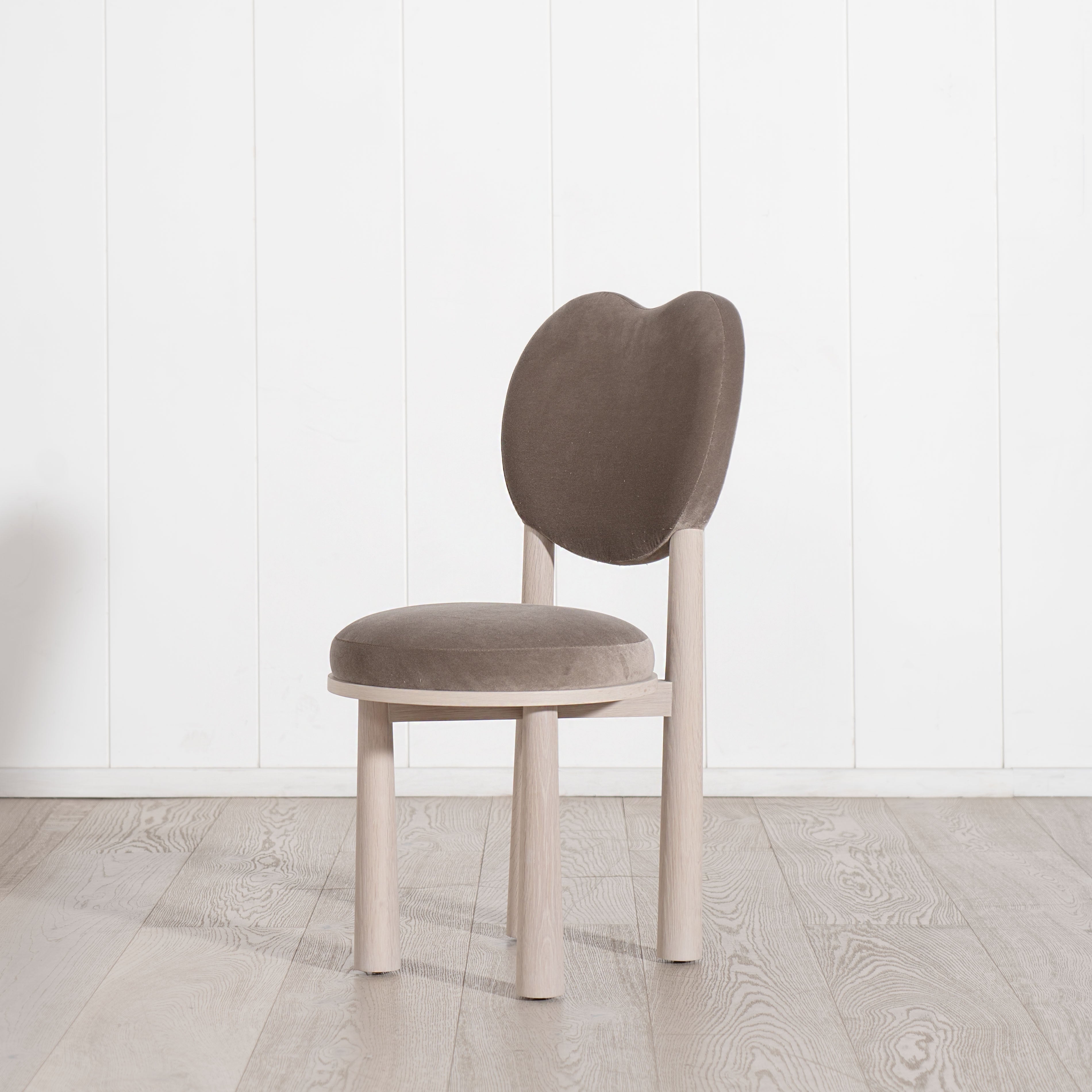 As Shown: in Sky Taupe. Oak finished in Mint White Super White.