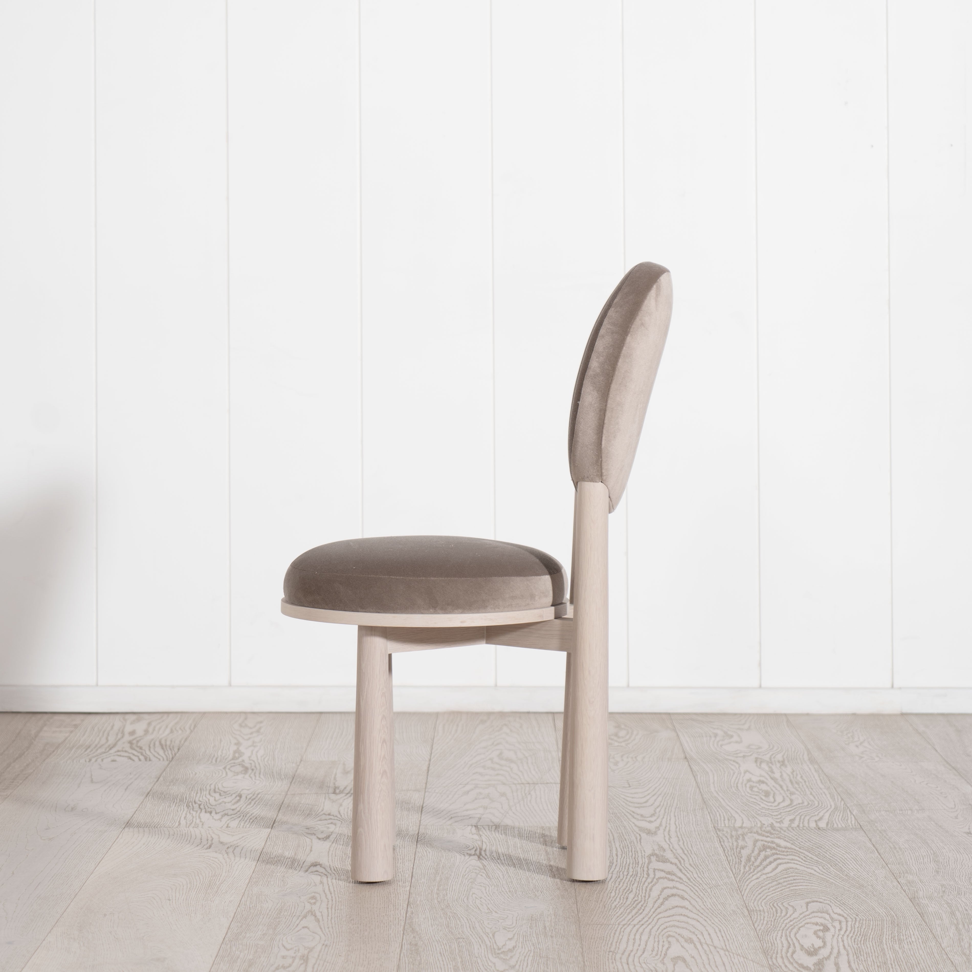 As Shown: in Sky Taupe. Oak finished in Mint White Super White.