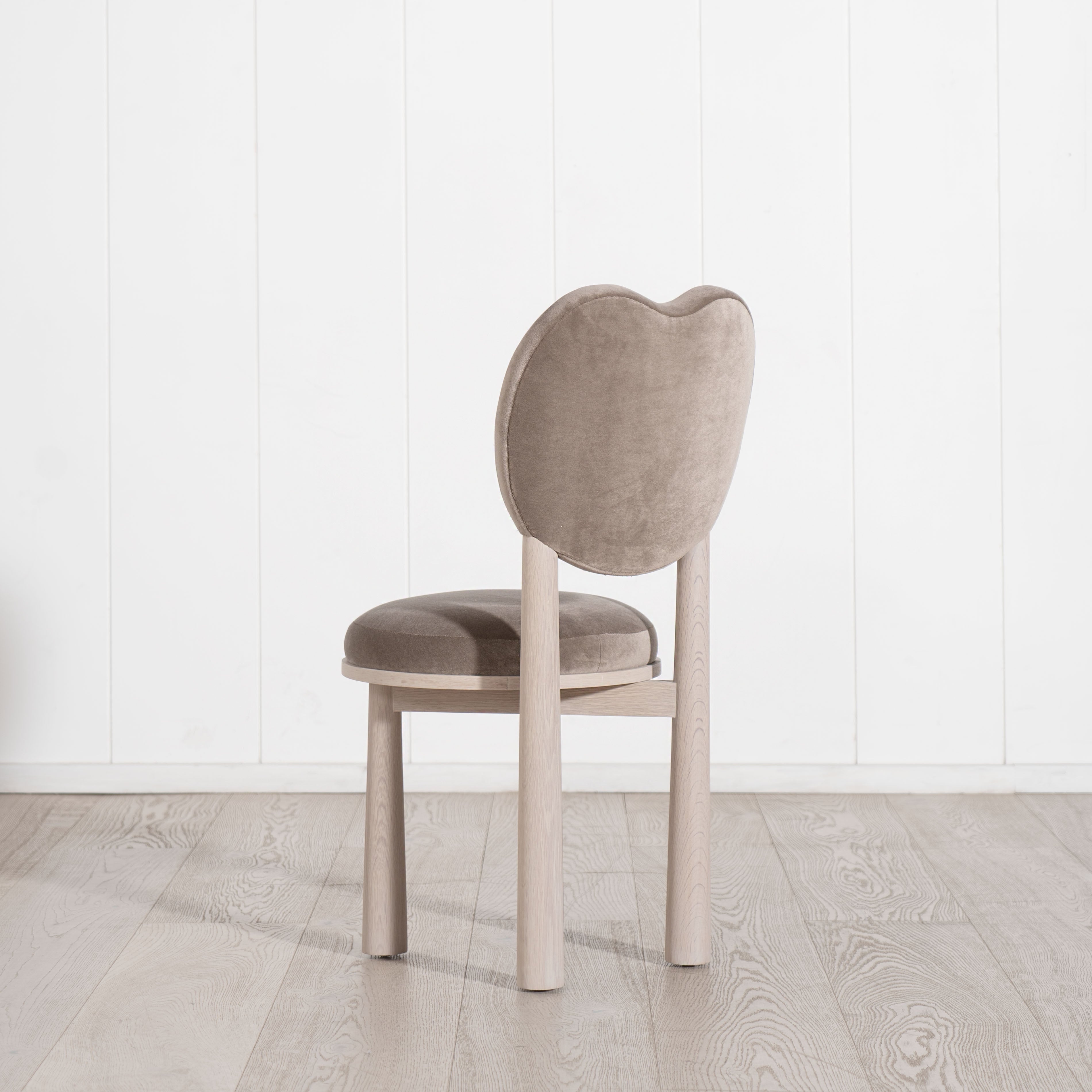 As Shown: in Sky Taupe. Oak finished in Mint White Super White.