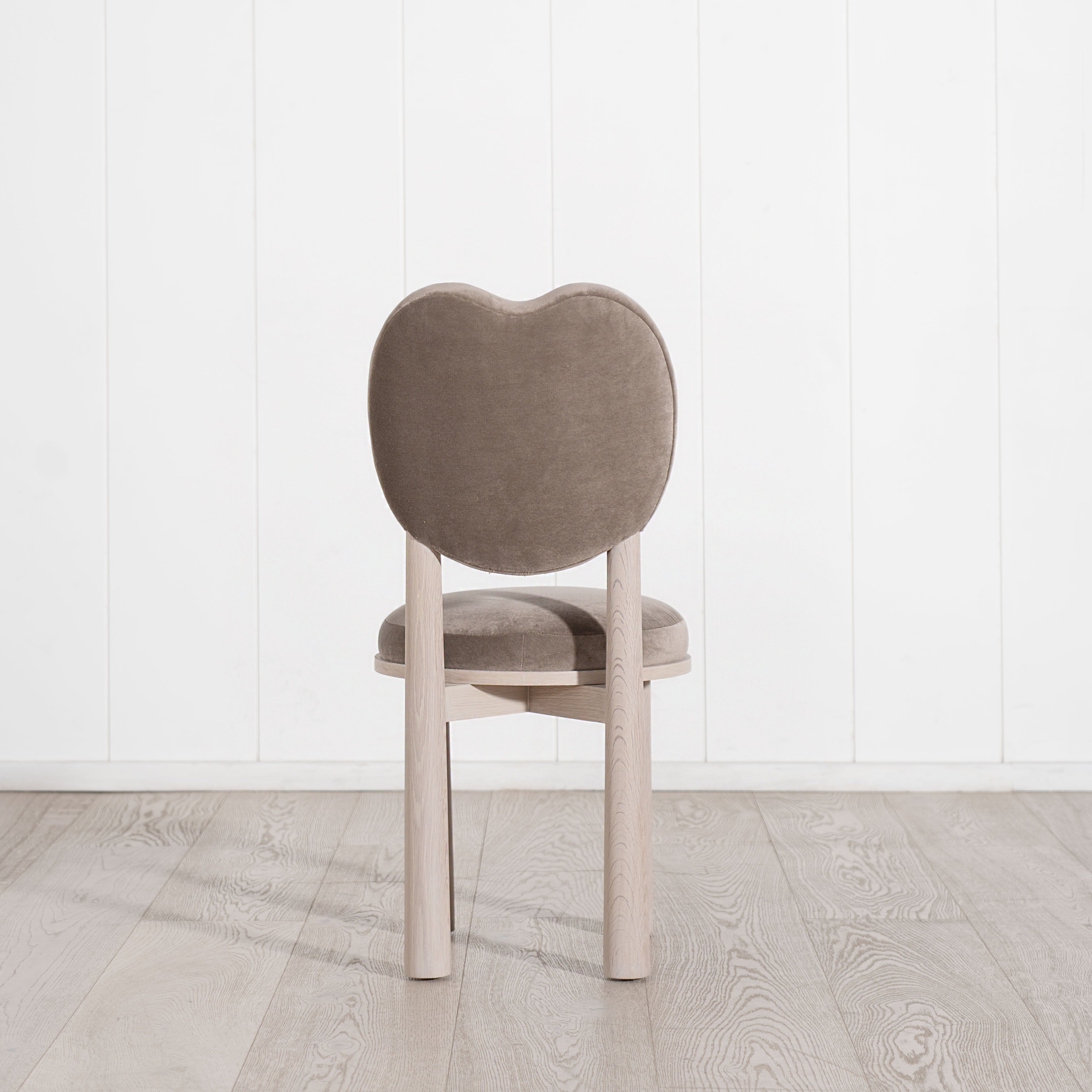 As Shown: in Sky Taupe. Oak finished in Mint White Super White.