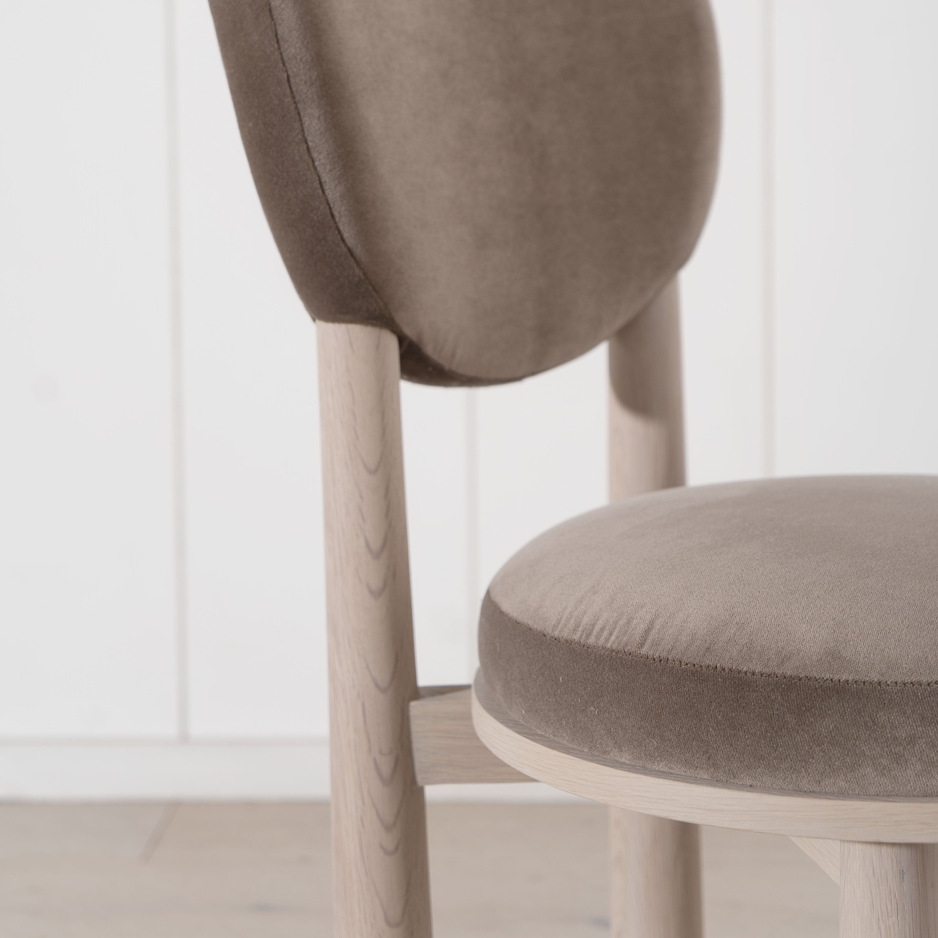 As Shown: in Sky Taupe. Oak finished in Mint White Super White.