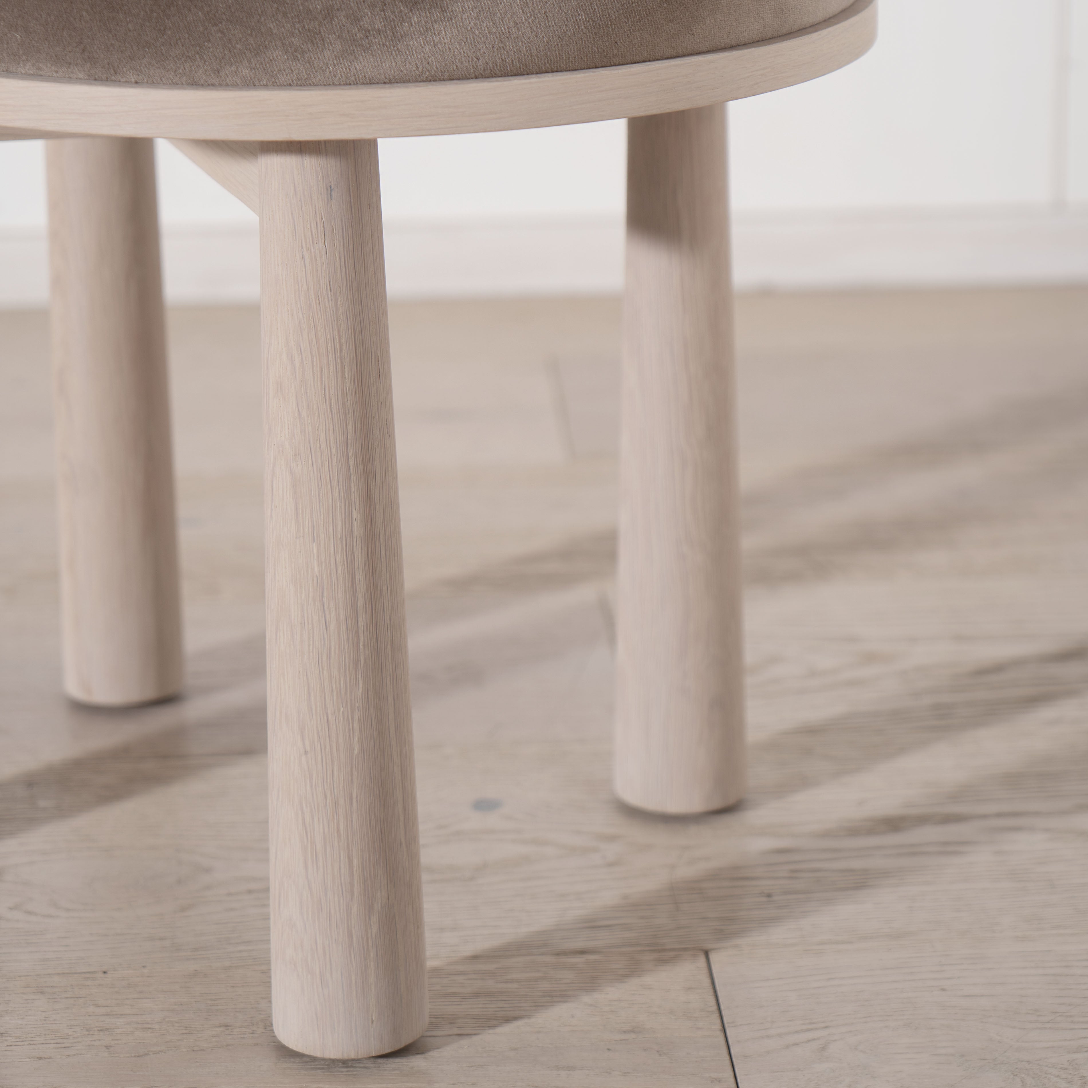 As Shown: in Sky Taupe. Oak finished in Mint White Super White.