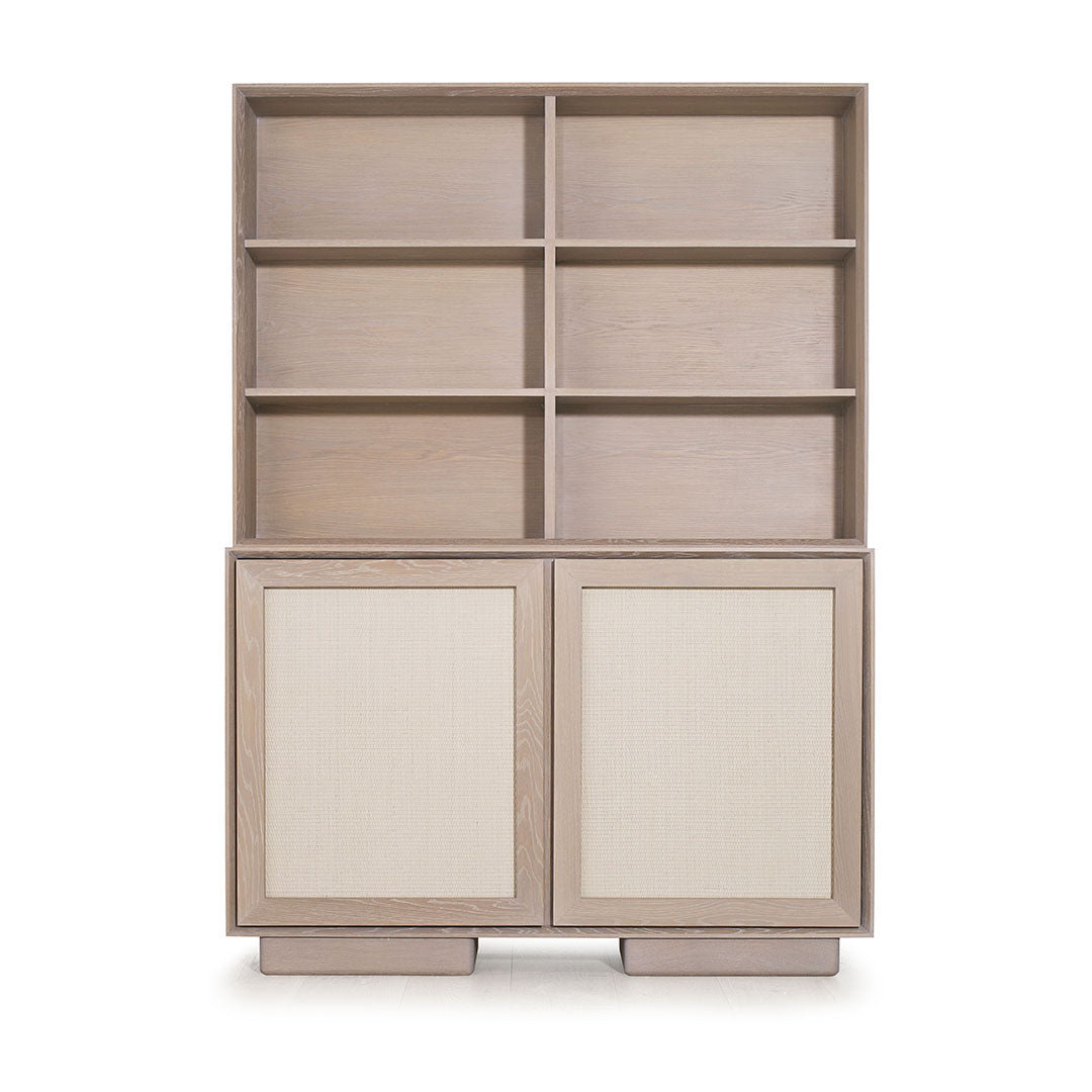 Muskoka Living Collection -Antique Beige (Discontinued Finish) Super White. Gaspar painted cane. Made to order at our LA Workshop.