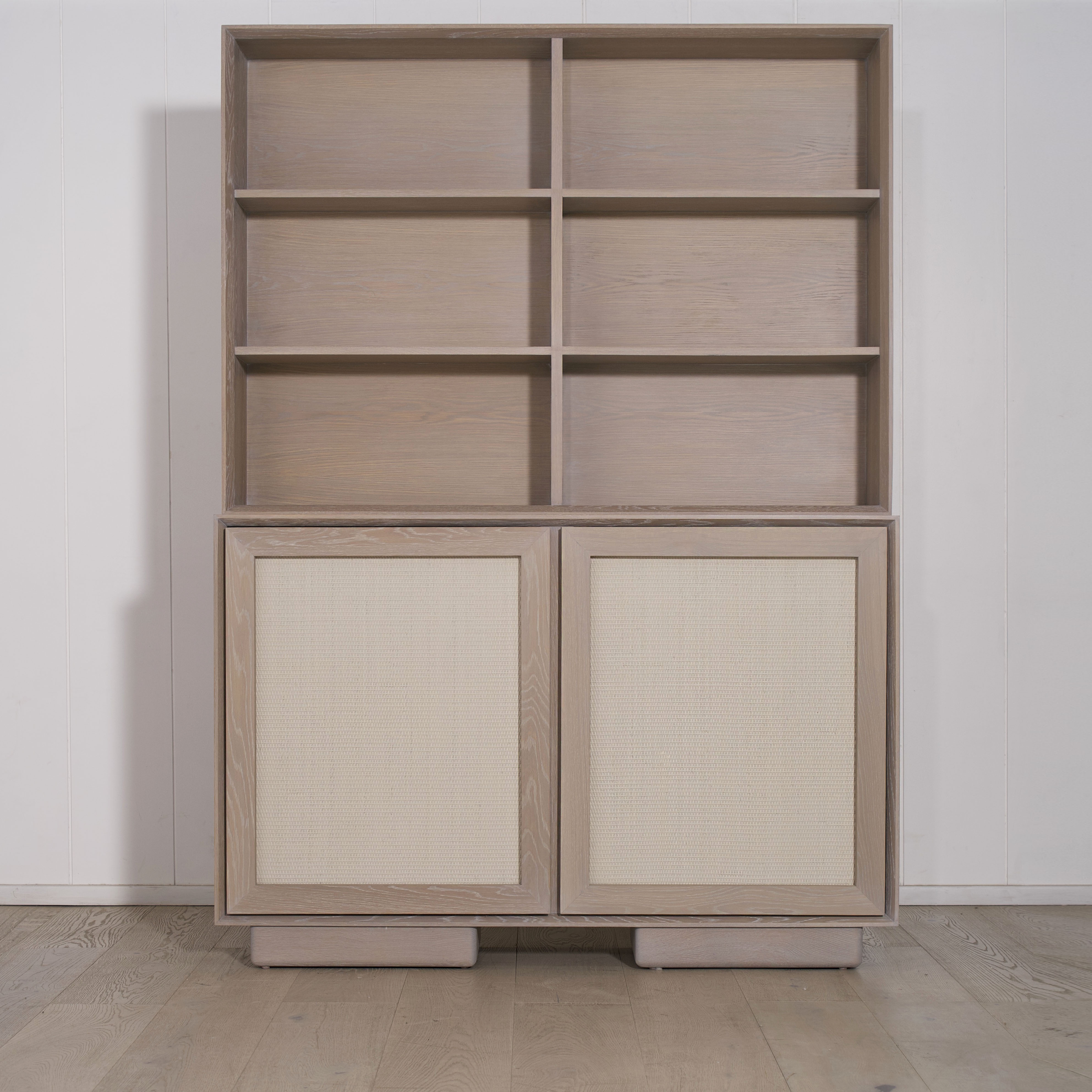 Muskoka Living Collection -Antique Beige (Discontinued Finish) Super White. Gaspar painted cane. Made to order at our LA Workshop.