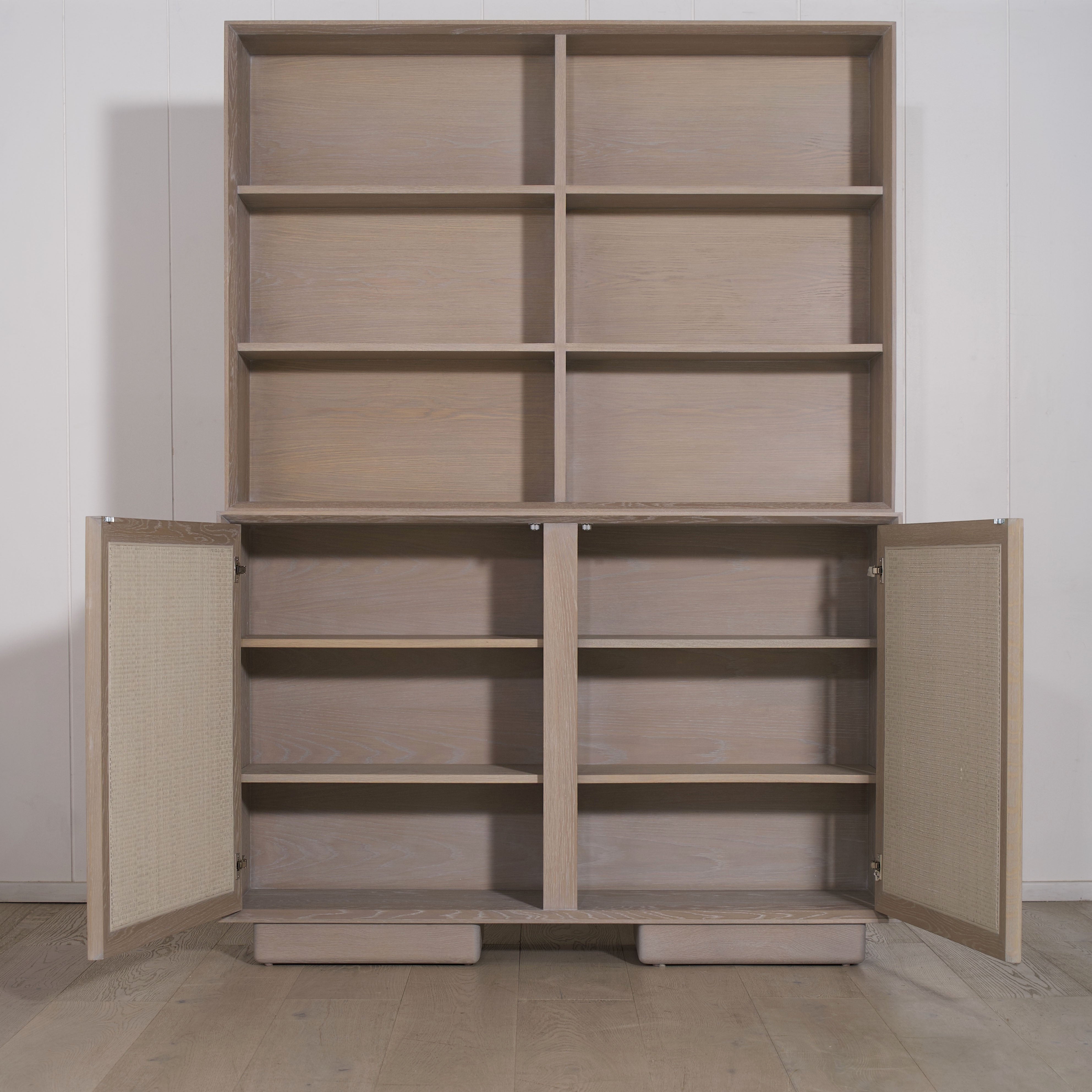 Muskoka Living Collection -Antique Beige (Discontinued Finish) Super White. Gaspar painted cane. Made to order at our LA Workshop.