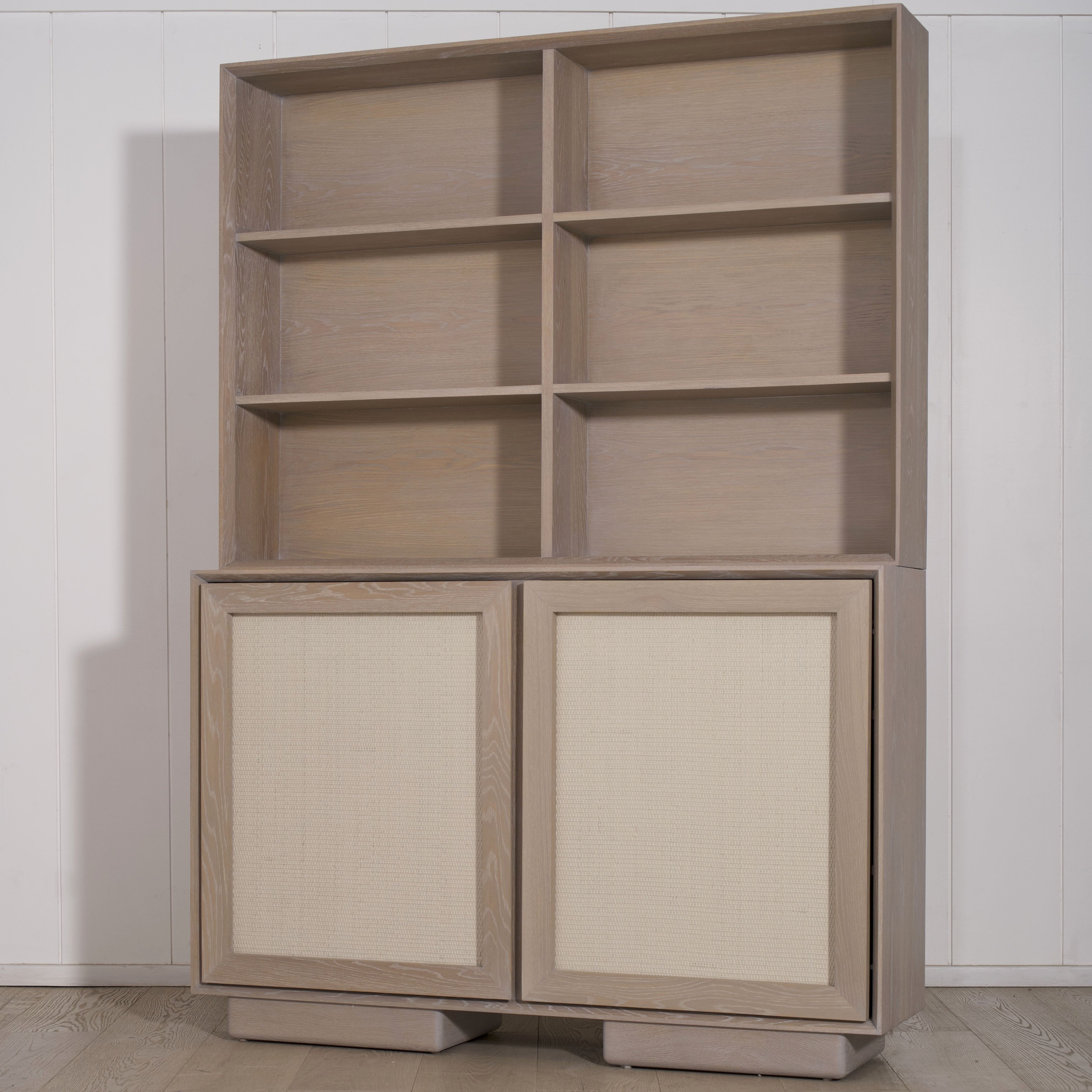 Muskoka Living Collection -Antique Beige (Discontinued Finish) Super White. Gaspar painted cane. Made to order at our LA Workshop.