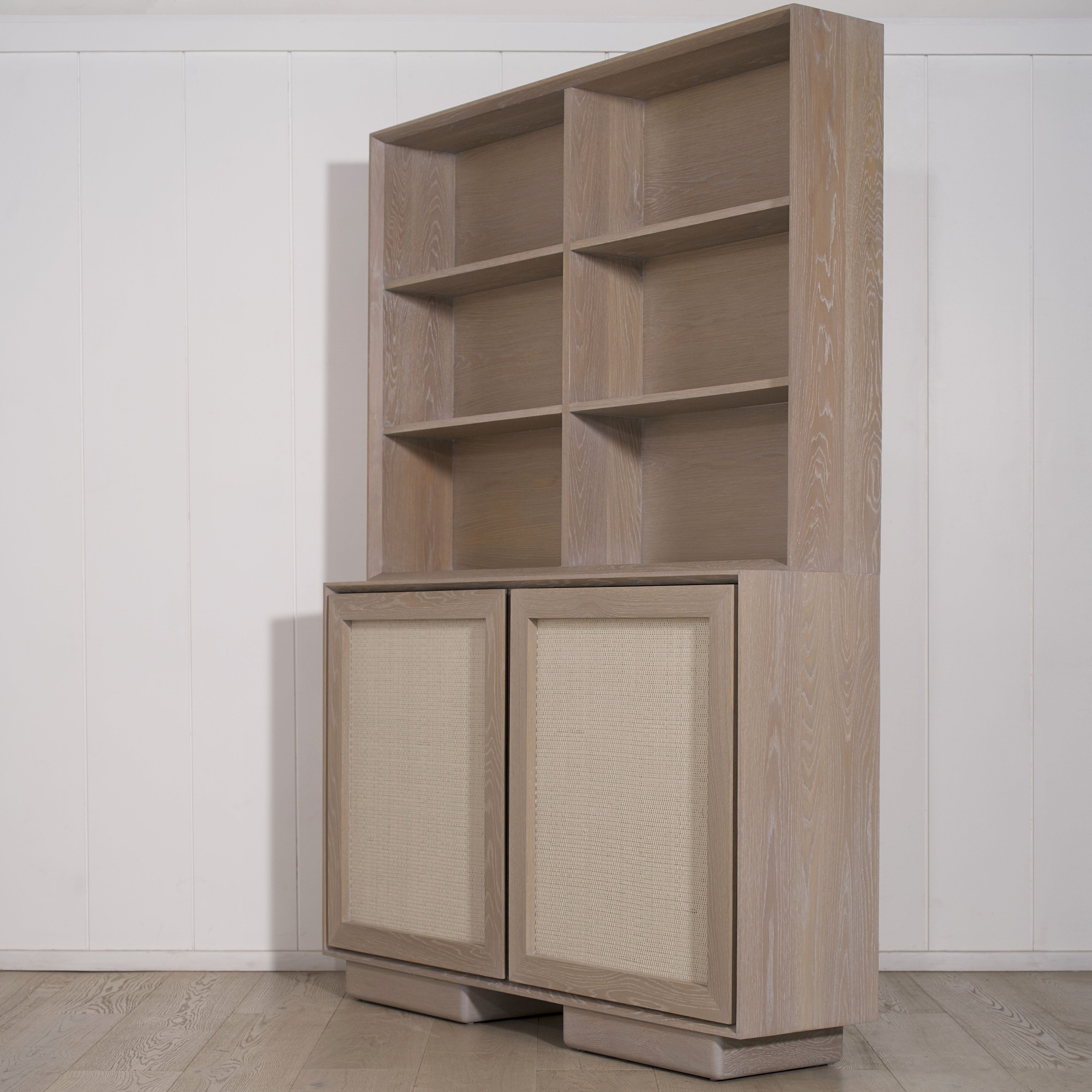 Muskoka Living Collection -Antique Beige (Discontinued Finish) Super White. Gaspar painted cane. Made to order at our LA Workshop.