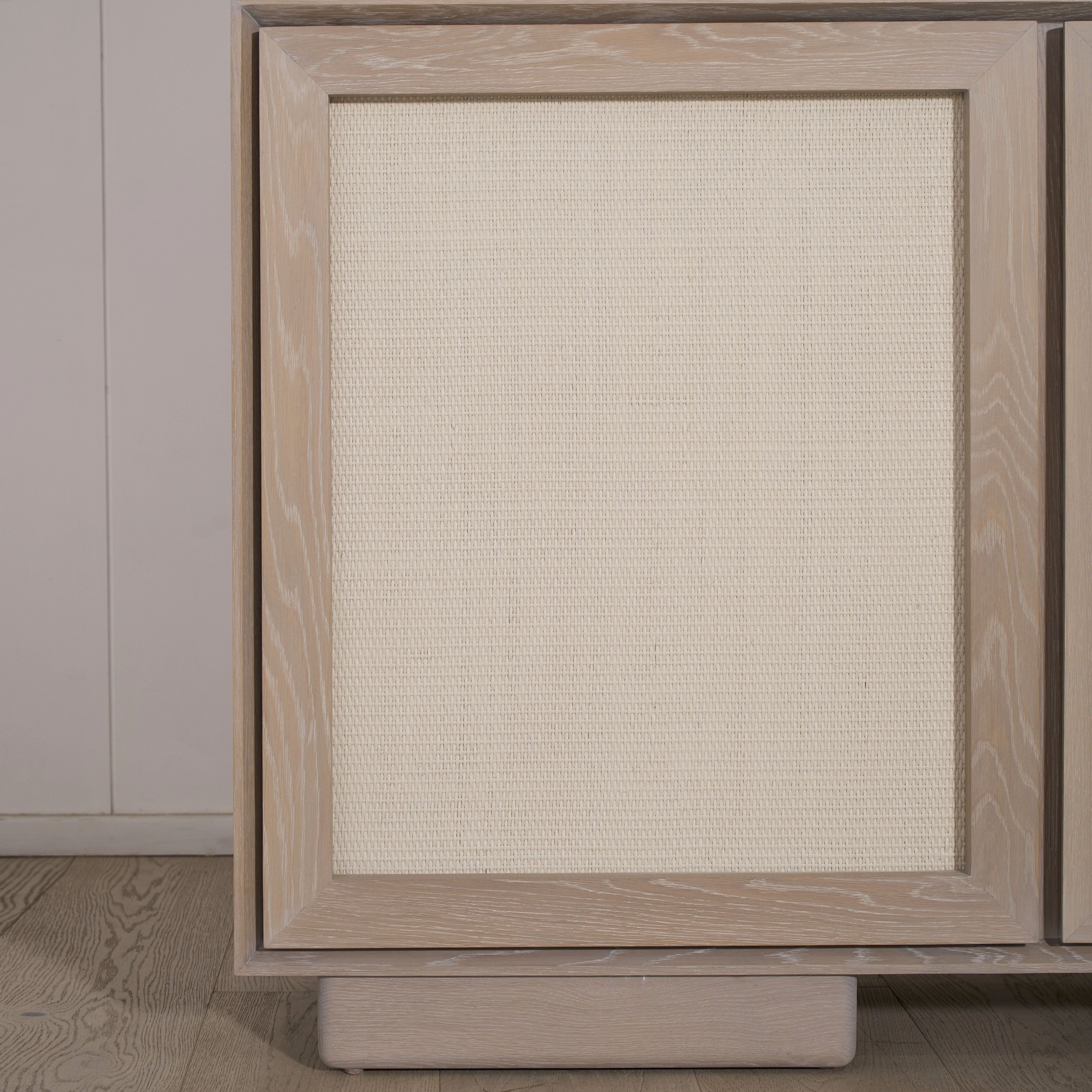 Muskoka Living Collection -Antique Beige (Discontinued Finish) Super White. Gaspar painted cane. Made to order at our LA Workshop.