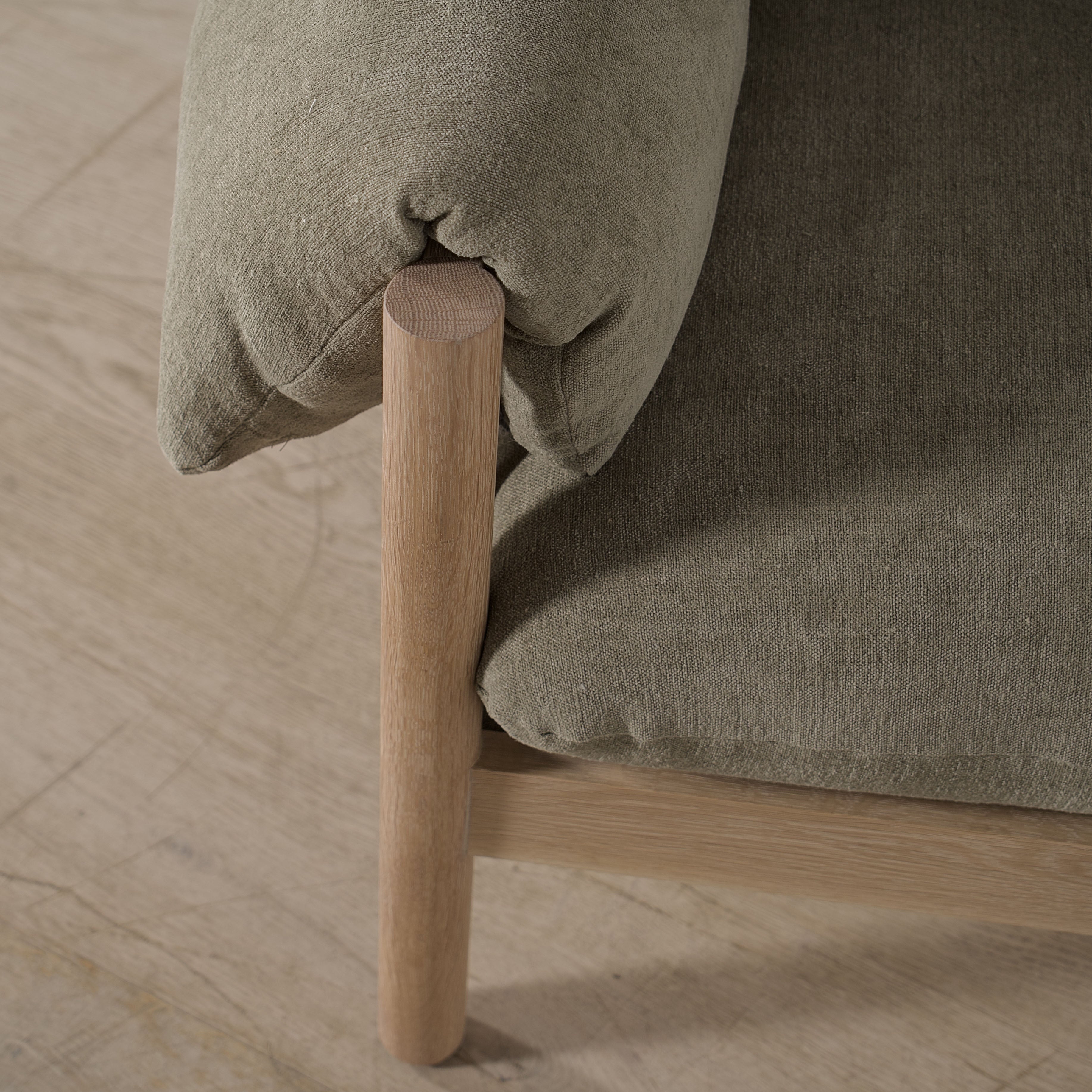 As Shown: in Bellamy Moss, oak finished in Mint White Natural