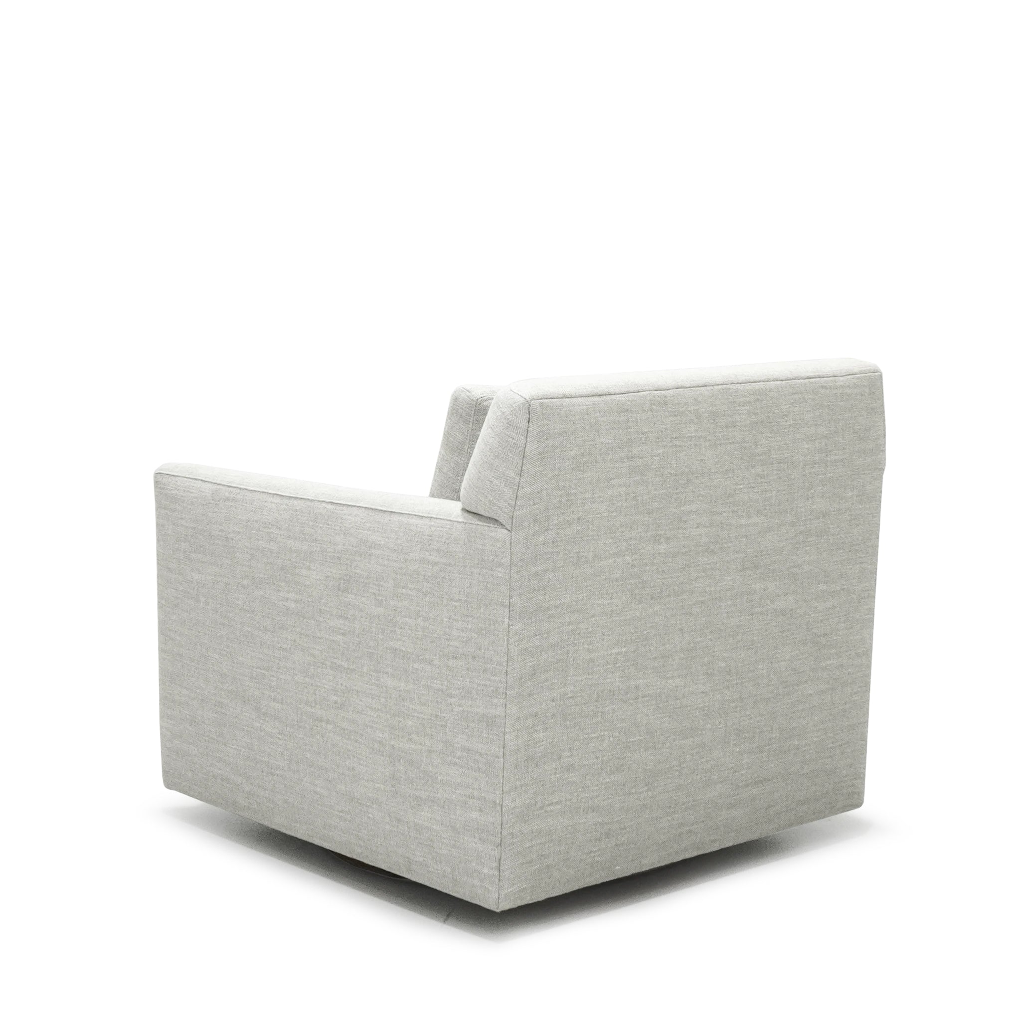 As Shown: in Upholstered Belgian Fog, swivel.