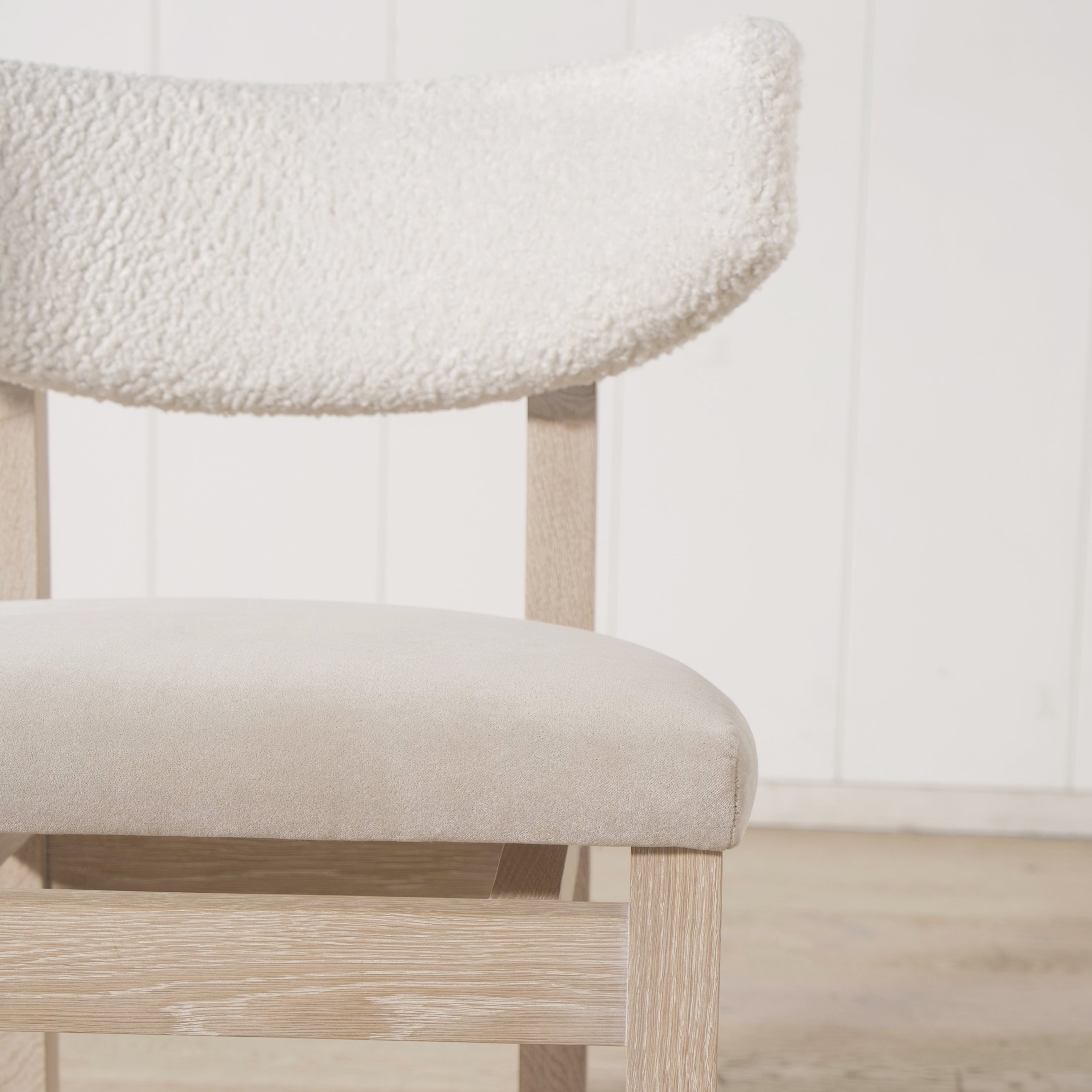 Sheepskin White back, Sky Flax seat. Mint White Super White oak