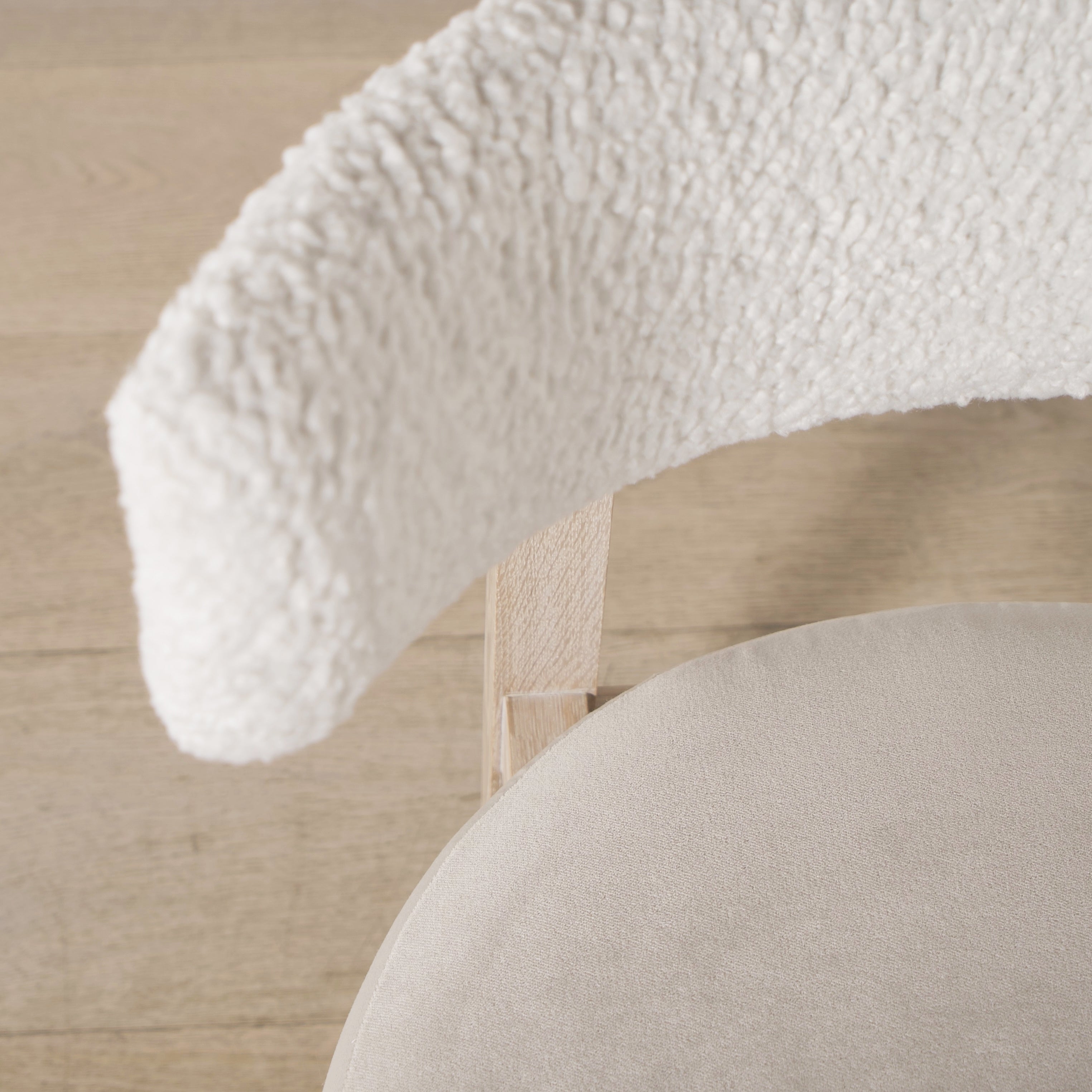 Sheepskin White back, Sky Flax seat. Mint White Super White oak