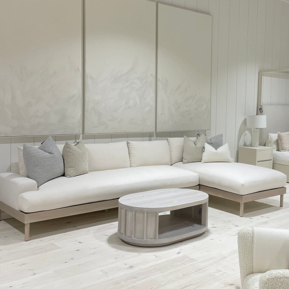 As Shown: in Belgian Oatmeal, Mint White Super White finish.