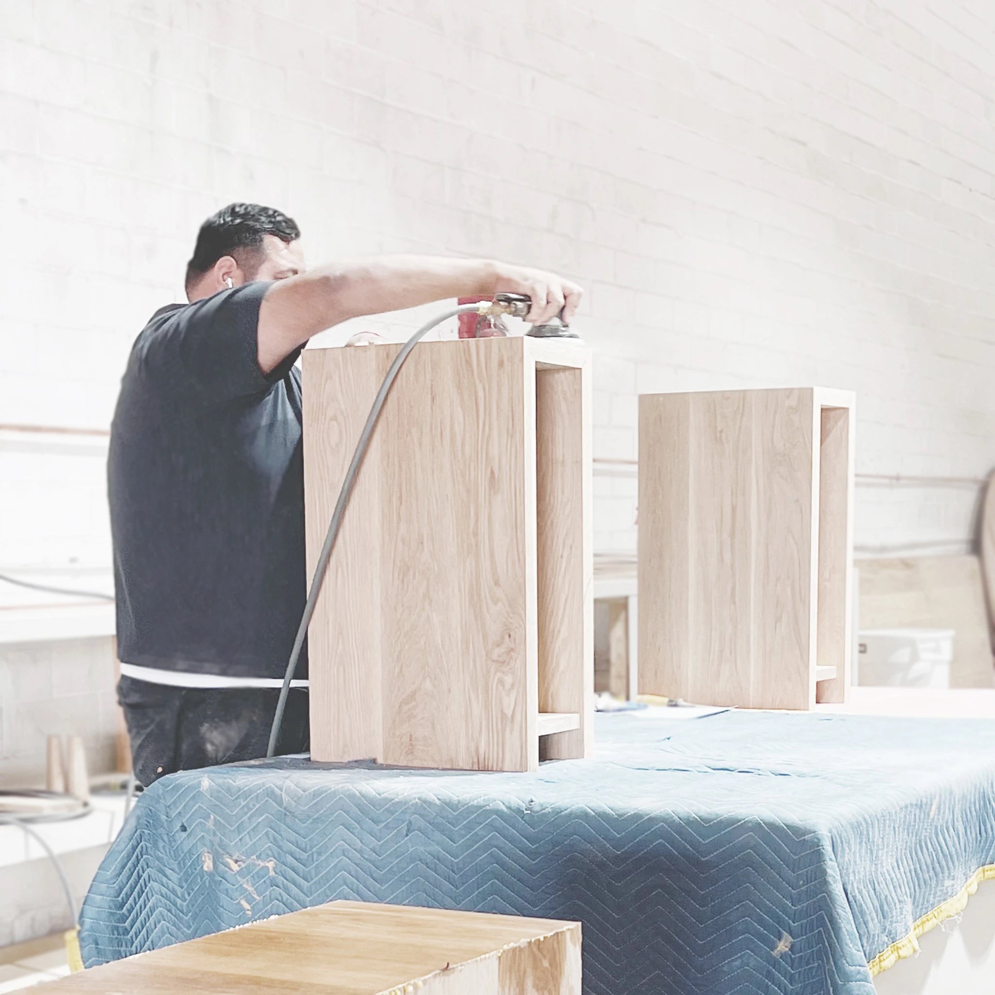 As Shown: in Petite, Mint White Natural finish.