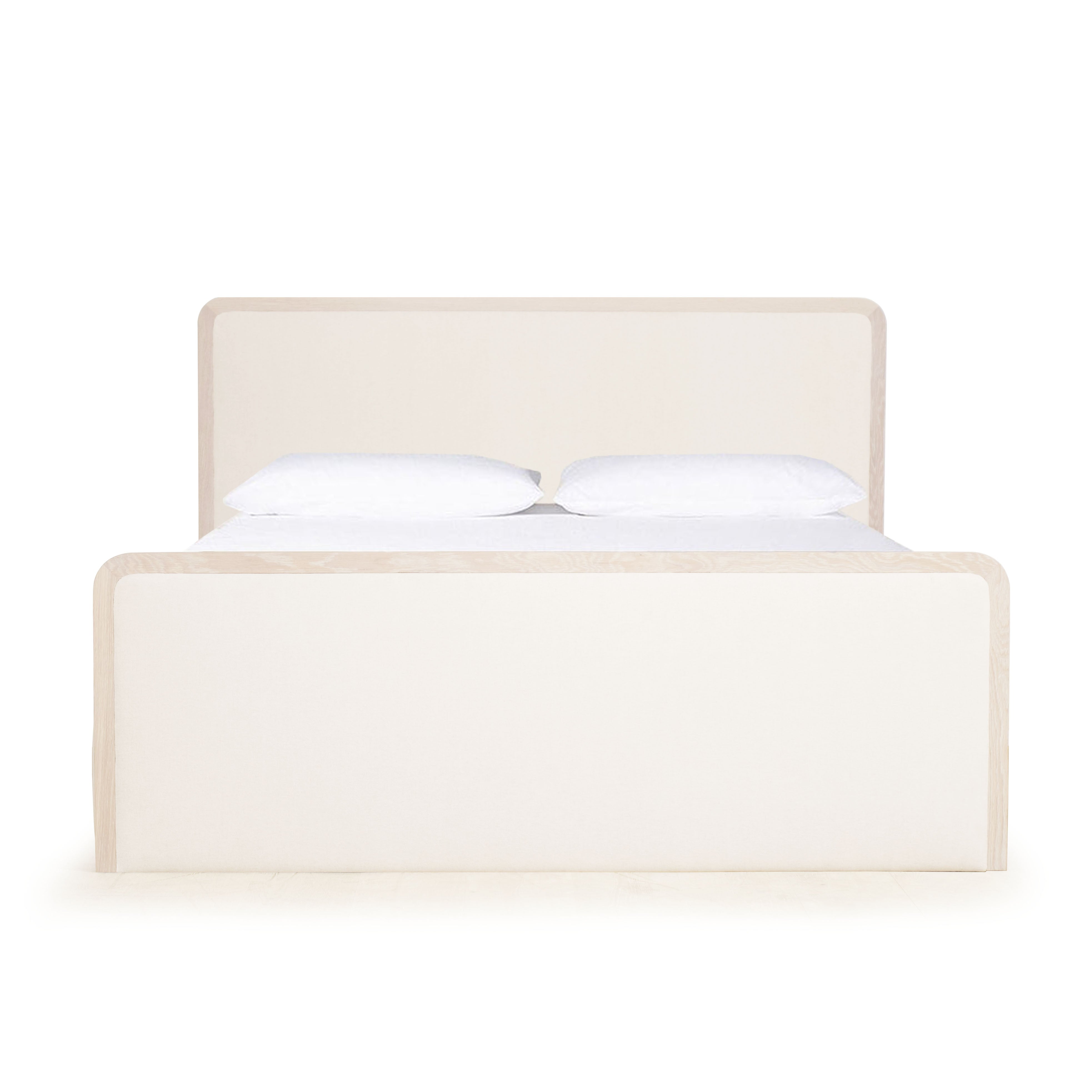 As Shown: in Parker Sand, oak finished in Mint White Super White.