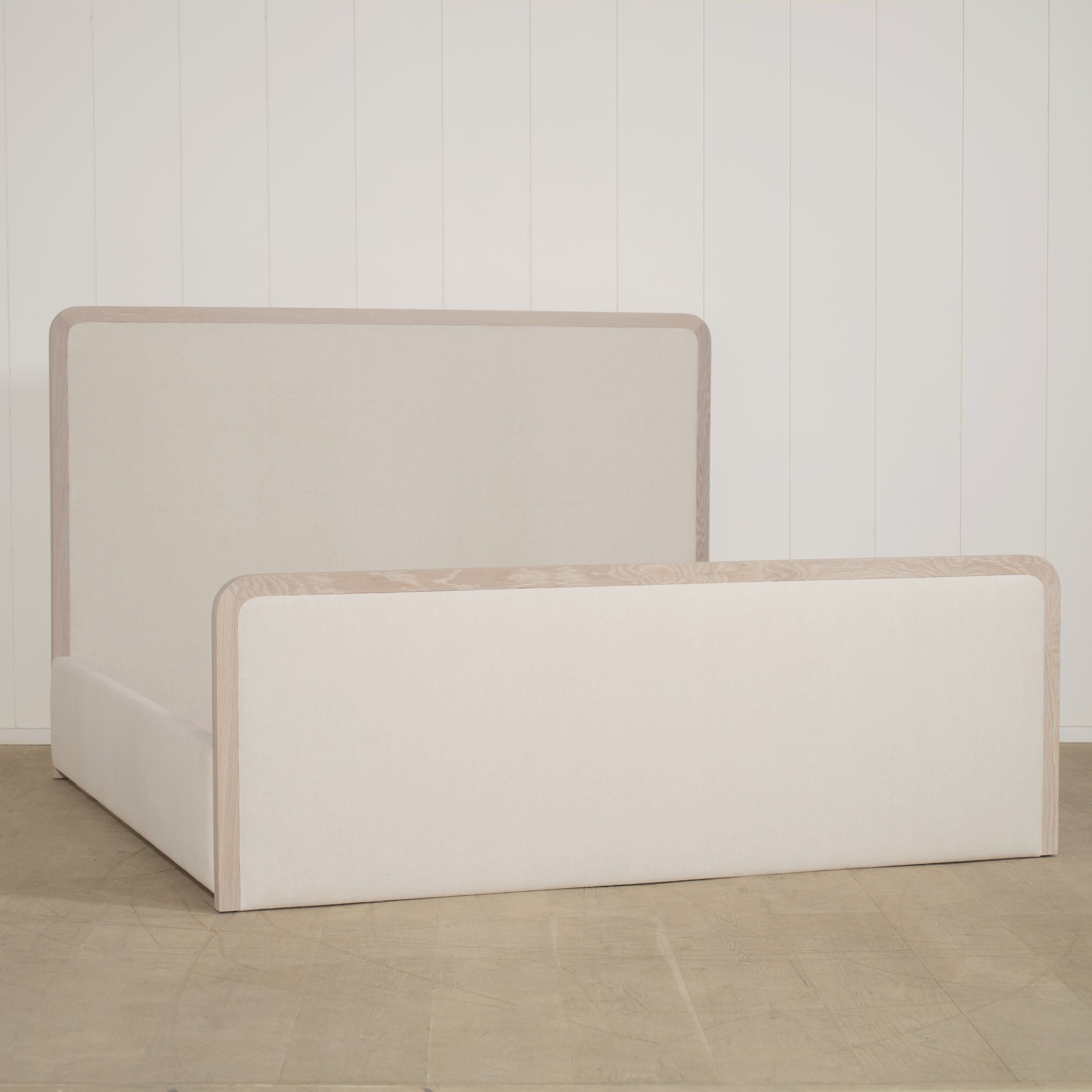 As Shown: in Parker Sand, oak finished in Mint White Super White.