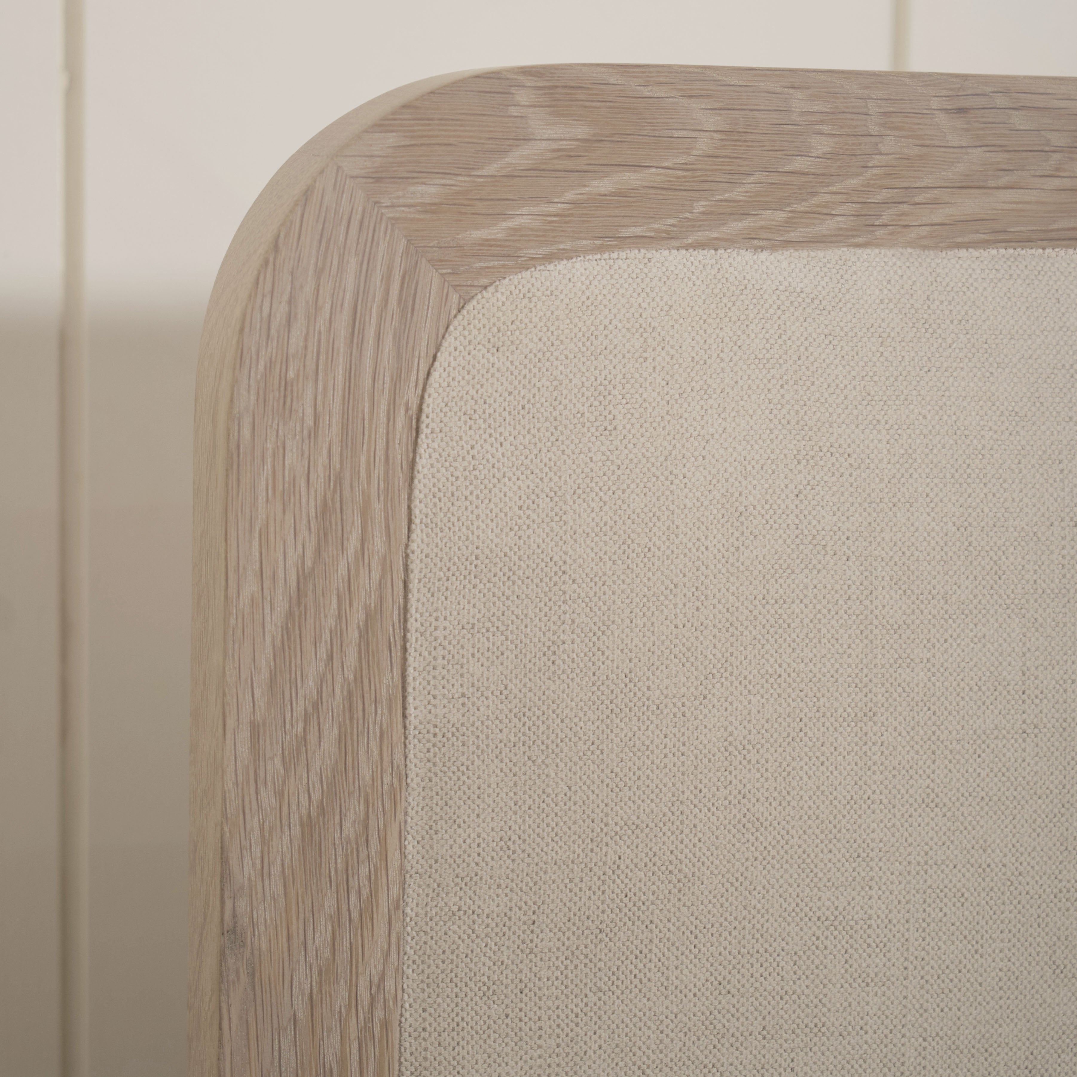 As Shown: in Parker Sand, oak finished in Mint White Super White.