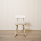 As Shown: 19"L x 21"D x 33"H | Style: Upholstered | Fabric: Peak White Back Marion Natural Seat | Finish: Sand