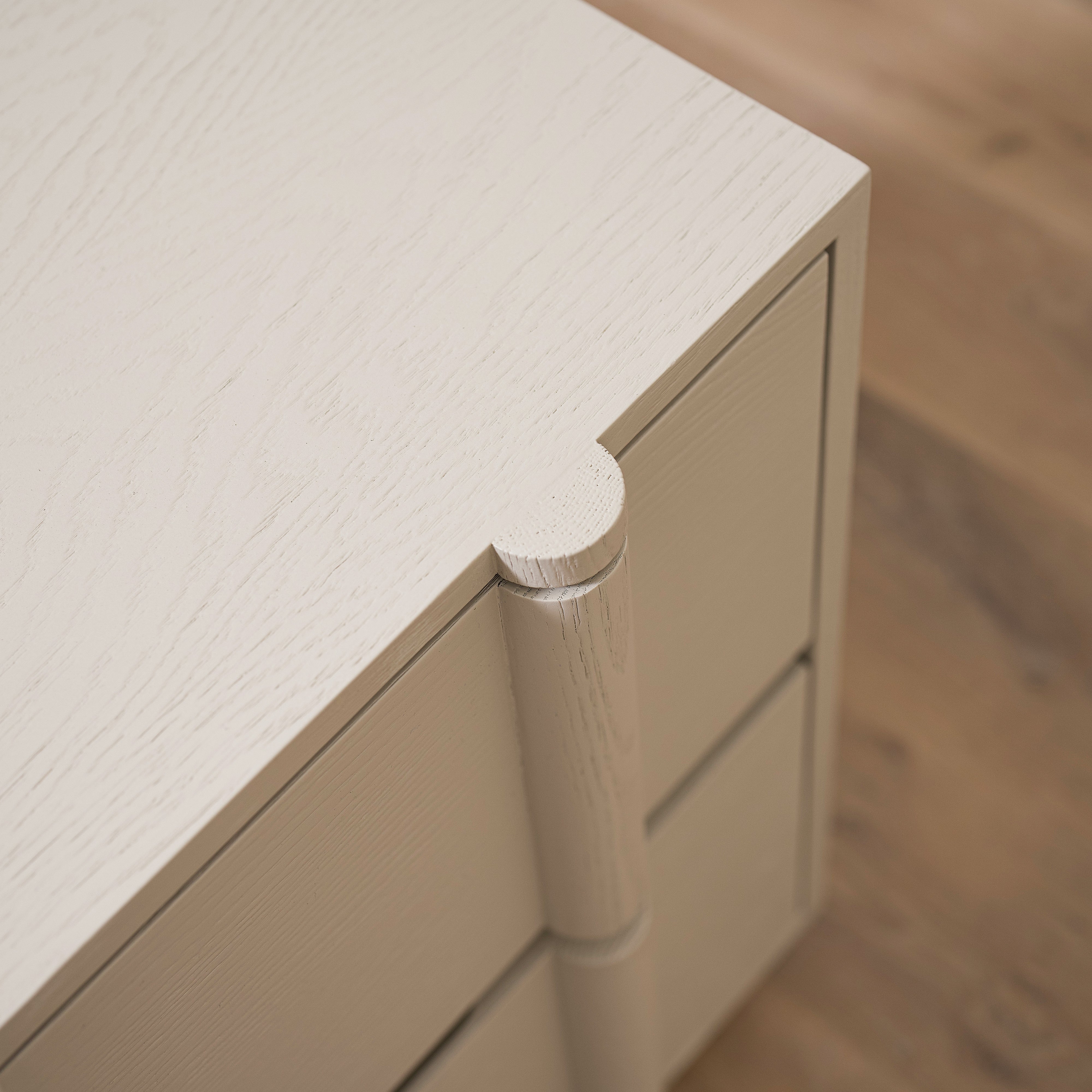 As Shown: 24"L x 20"D x 25"H | Material: Solid Ash | Finish: Wire Brushed Painted EdgeComb Grey