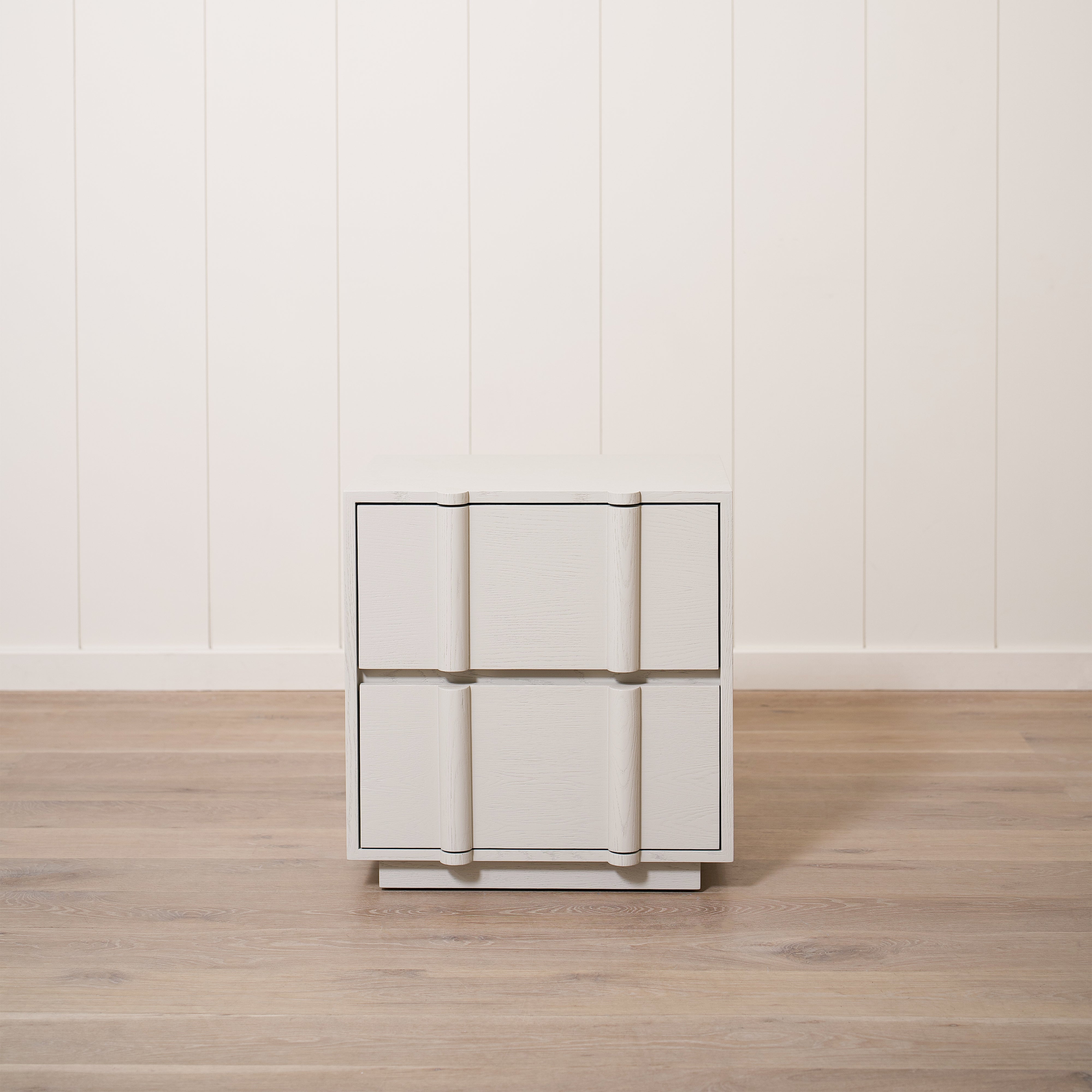 As Shown: 24"L x 20"D x 25"H | Material: Solid Ash | Finish: Wire Brushed Painted EdgeComb Grey