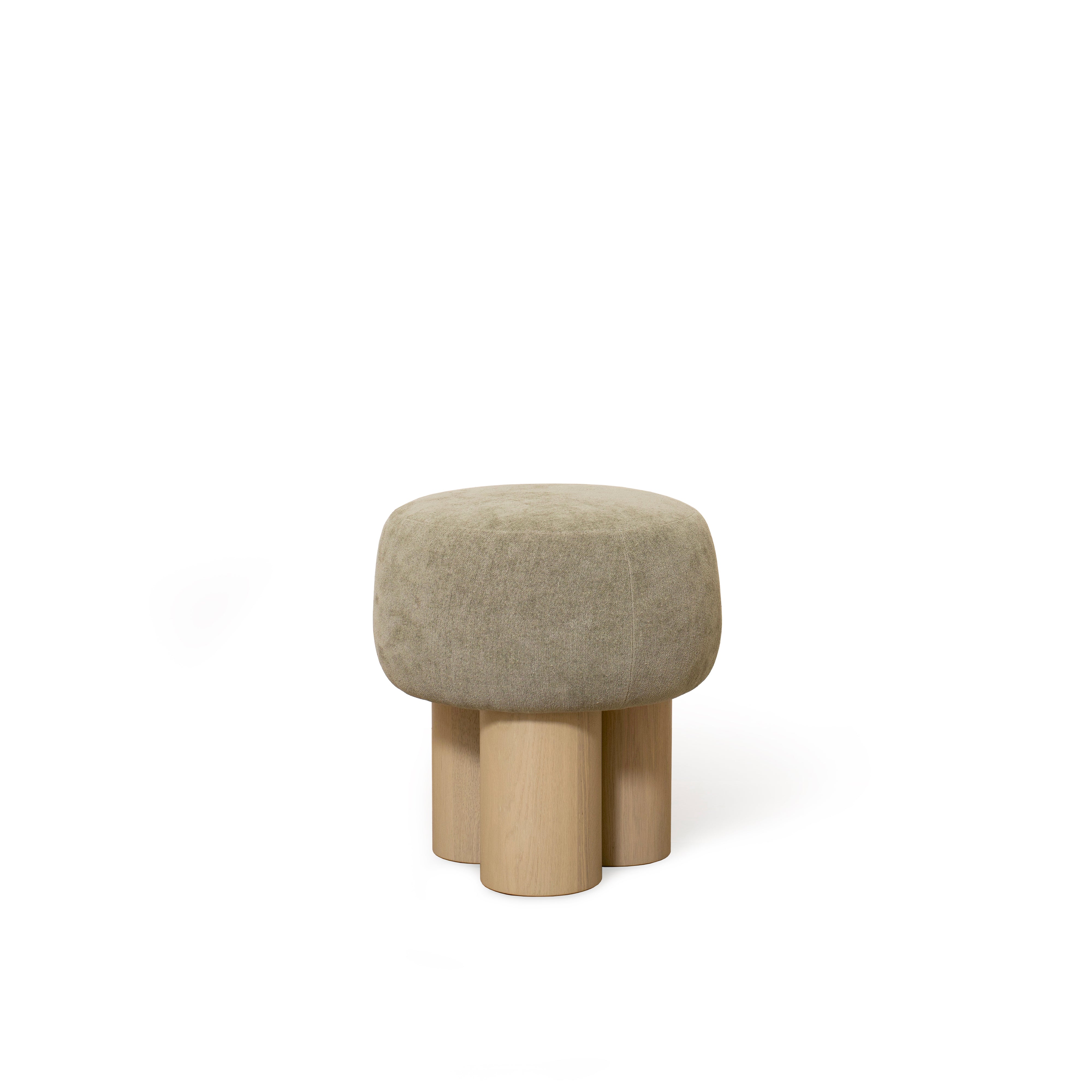 As Shown: 17"Dia x 18.5"H | Fabric: Bellamy Moss | Material: Solid & Engineered Oak | Finish: Sand