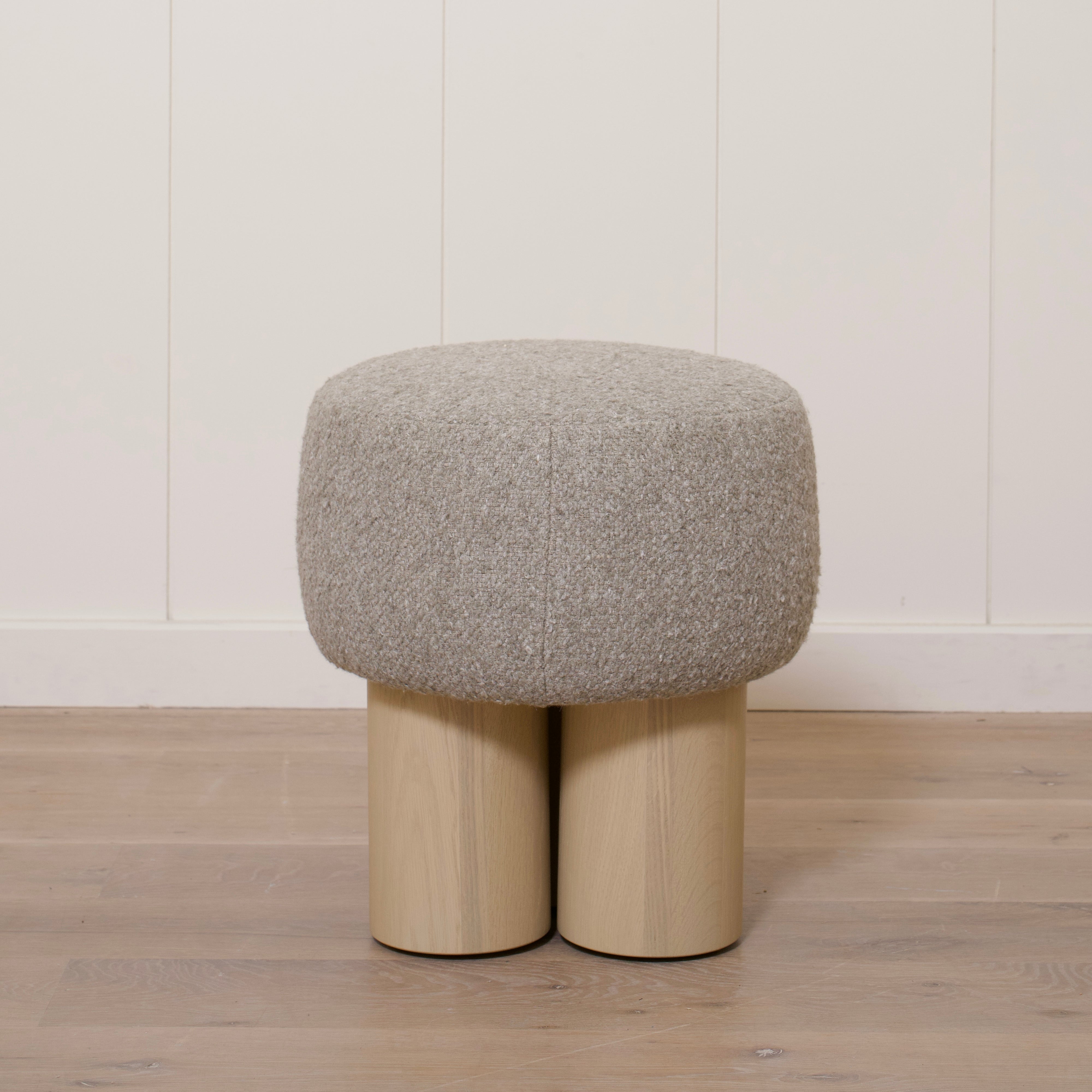 As Shown: 17"Dia x 18.5"H | Fabric: Berber Shale | Material: Solid & Engineered Oak | Finish: Sand