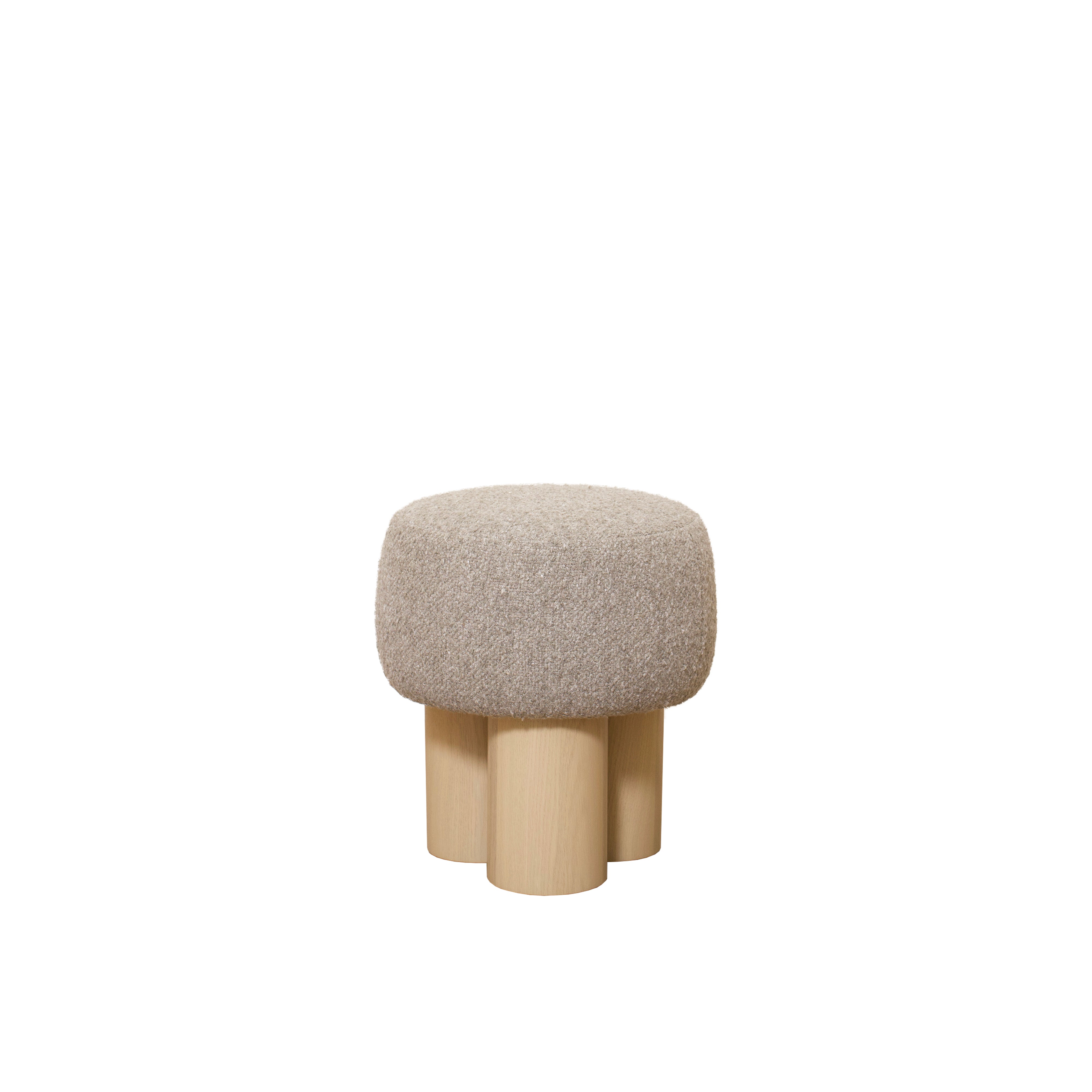 As Shown: 17"Dia x 18.5"H | Fabric: Berber Shale | Material: Solid & Engineered Oak | Finish: Sand