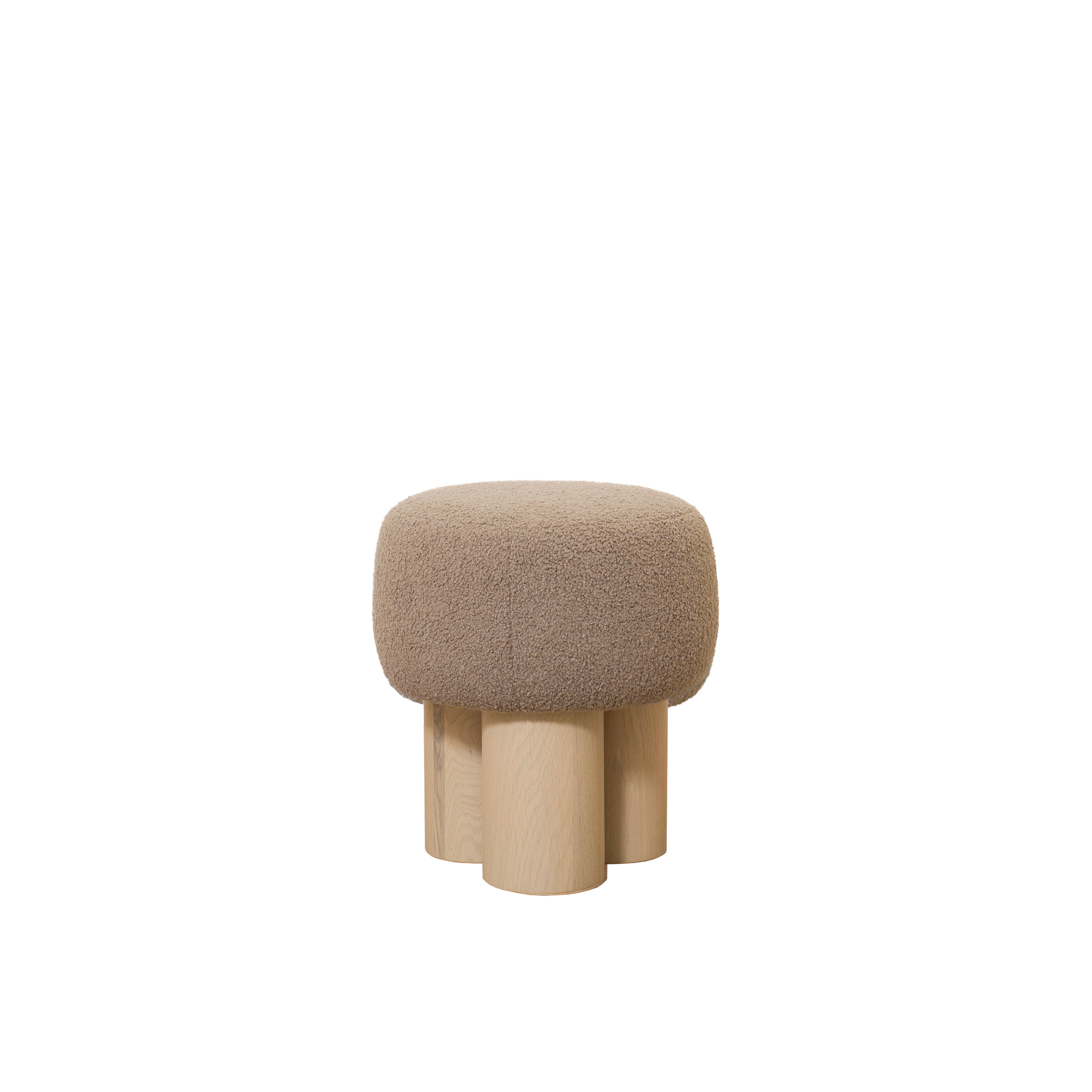 As Shown: 17"Dia x 18.5"H | Fabric: Peak Cocoa | Material: Solid & Engineered Oak | Finish: Sand