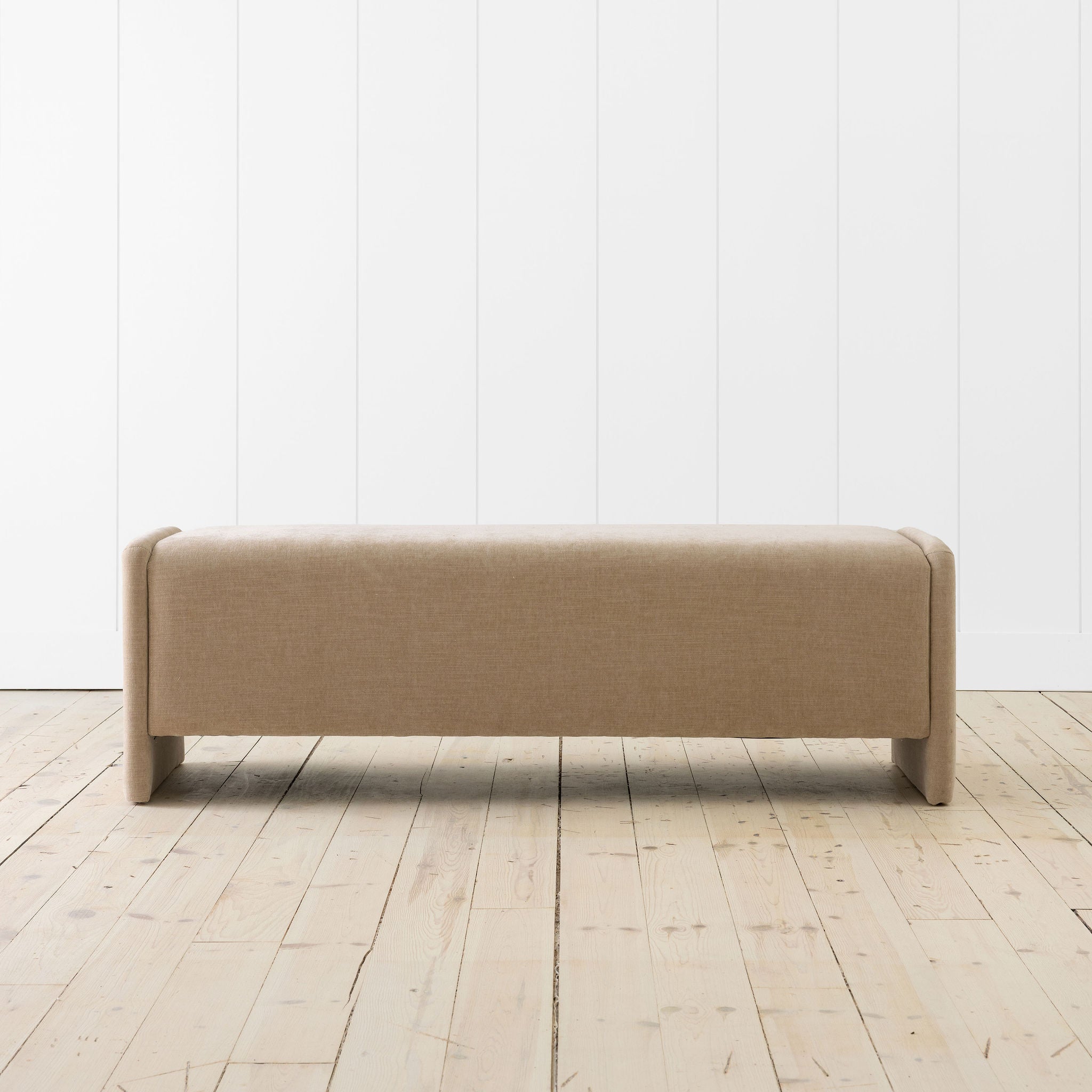Upholstered Lyden Bench in Canyon Sand Performance Fabric 