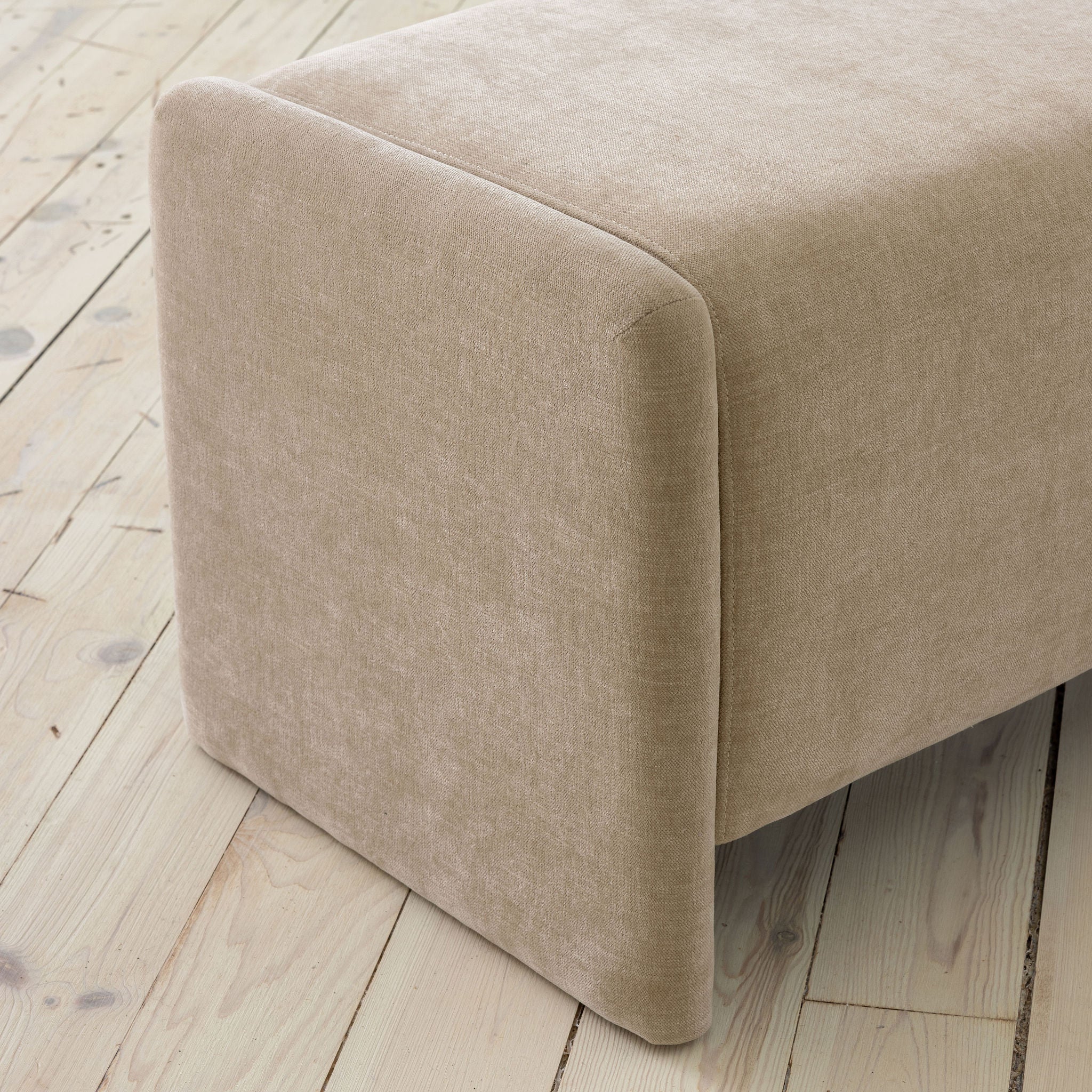 Upholstered Lyden Bench in Canyon Sand Performance Fabric 