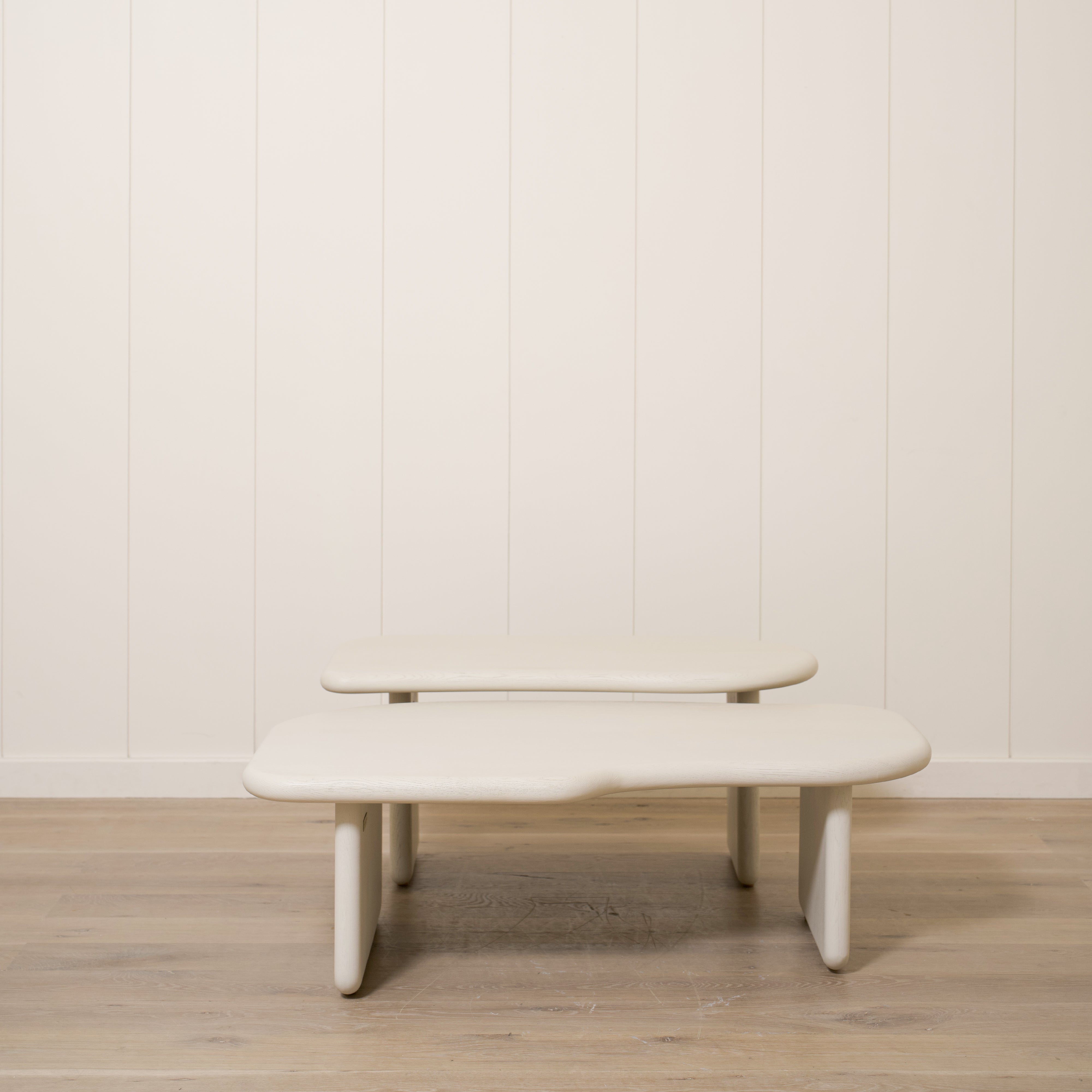 As Shown: Small - Tall: 38.5"W x 21.5"D x 17"H; Short: 46"W x 30.5"D x 14.5"H | Material: Solid Oak | Finish: Wirebrushed Edgecomb Grey