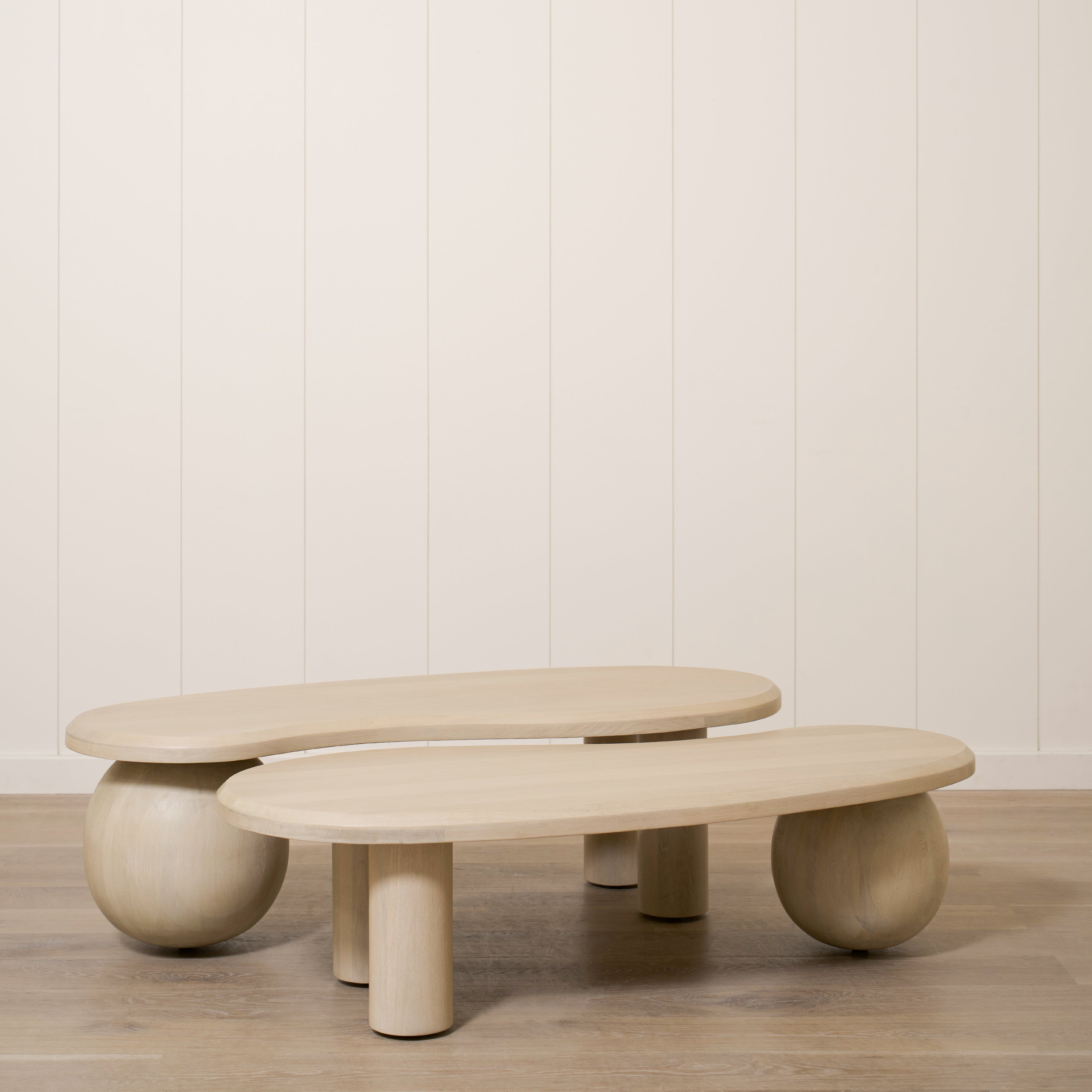 As Shown: Melo Tall #1 + Melo Short #1 | Material: Solid and Engineered Oak | Finish: Sand