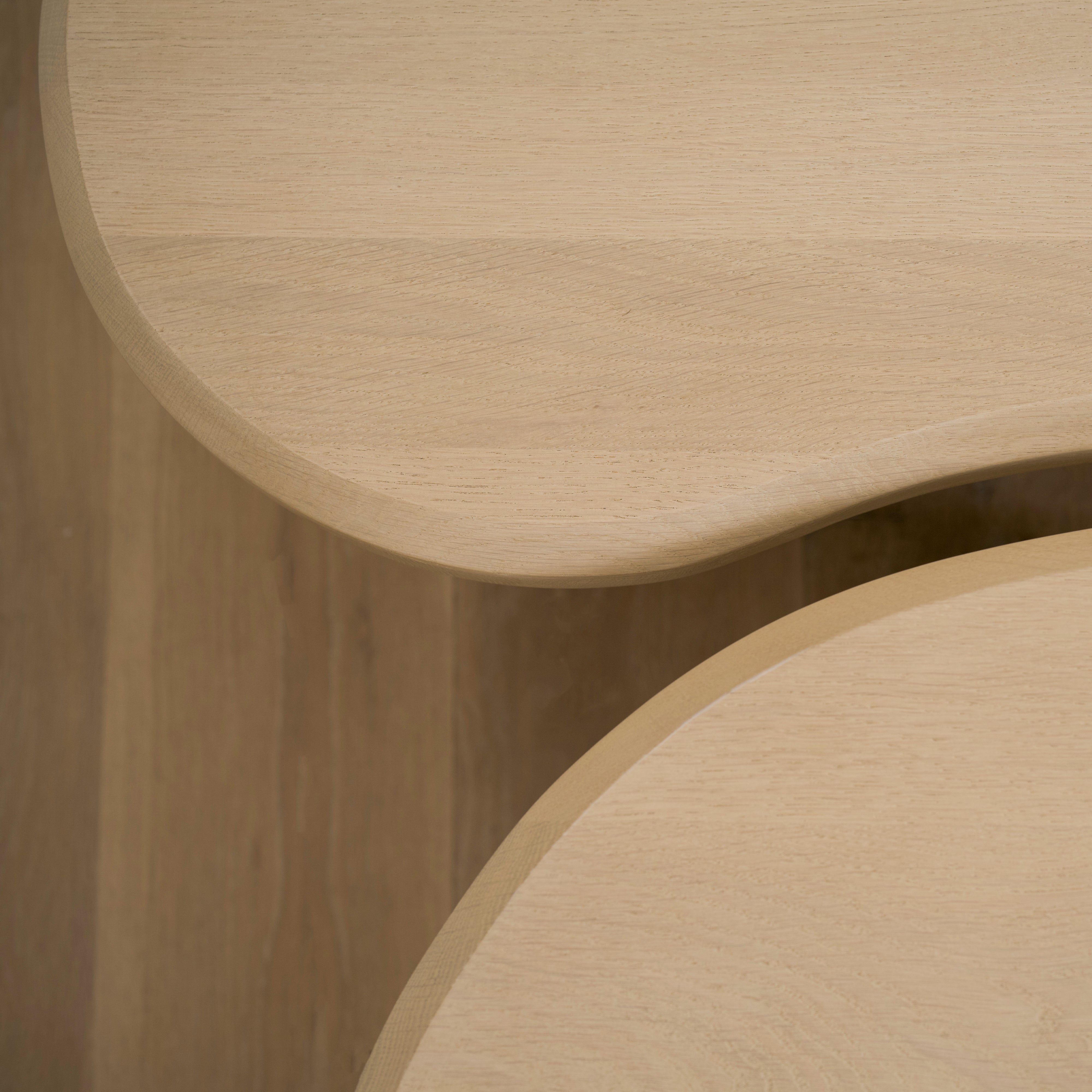 As Shown: Melo Tall #1 + Melo Short #1 | Material: Solid and Engineered Oak | Finish: Sand
