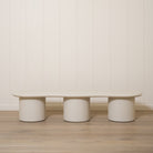 As Shown: 78"W x 22"D x 16"H | Material: Solid Oak | Finish: Wirebrushed Edgecomb Grey